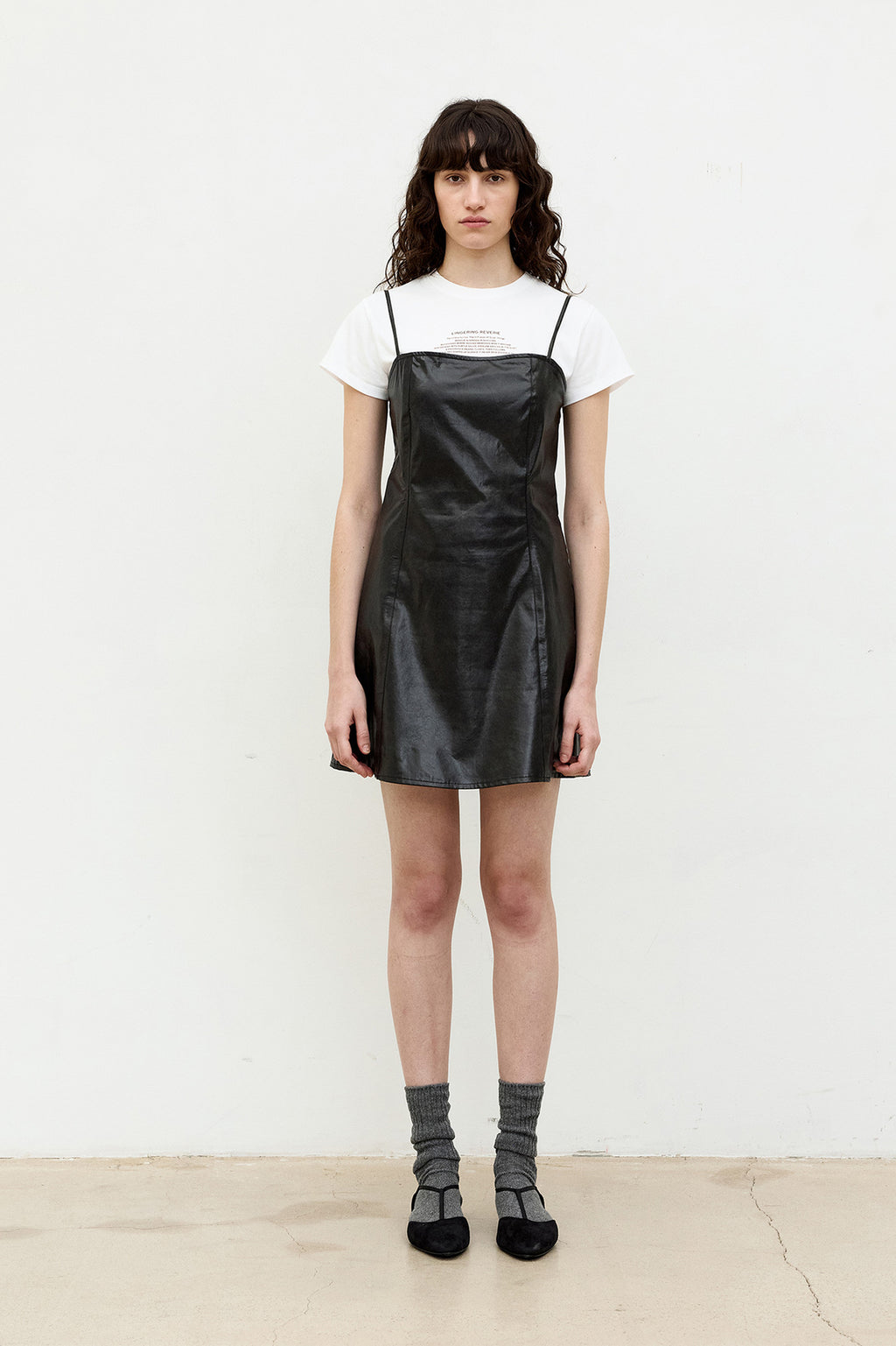 Coor - Fake Leather Back Strap Dress (Black) product image 2 | TRAB K-Fashion Australia