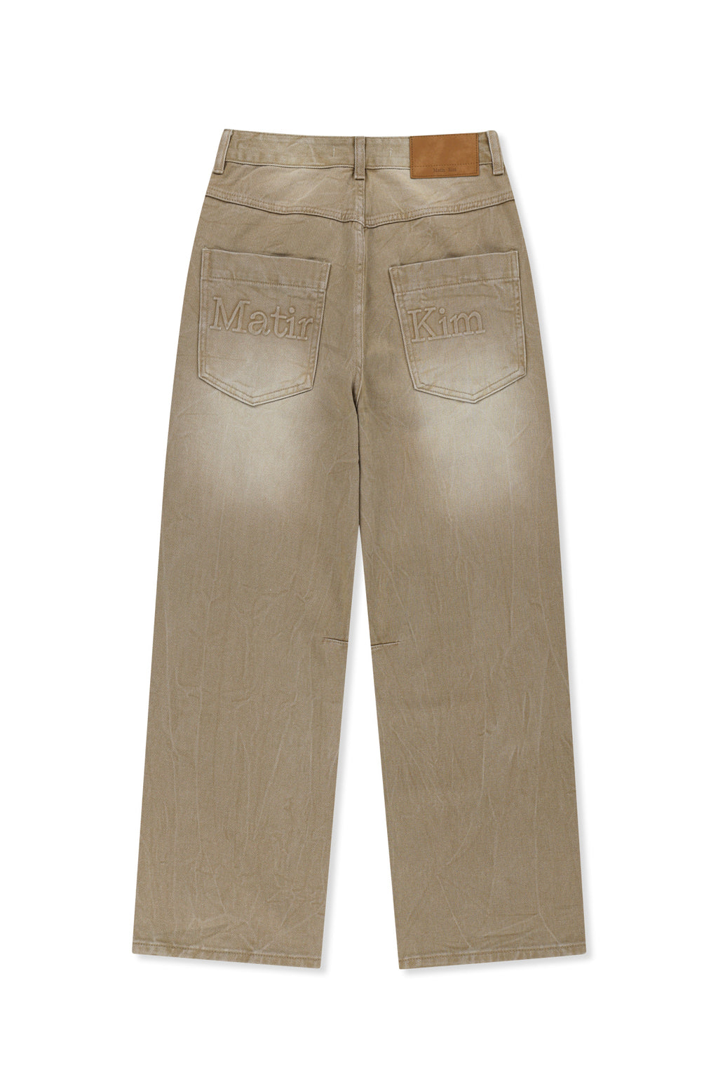 Matin Kim - Back Logo Washed Denim Pants (Beige) product image 2 | TRAB K-Fashion Australia