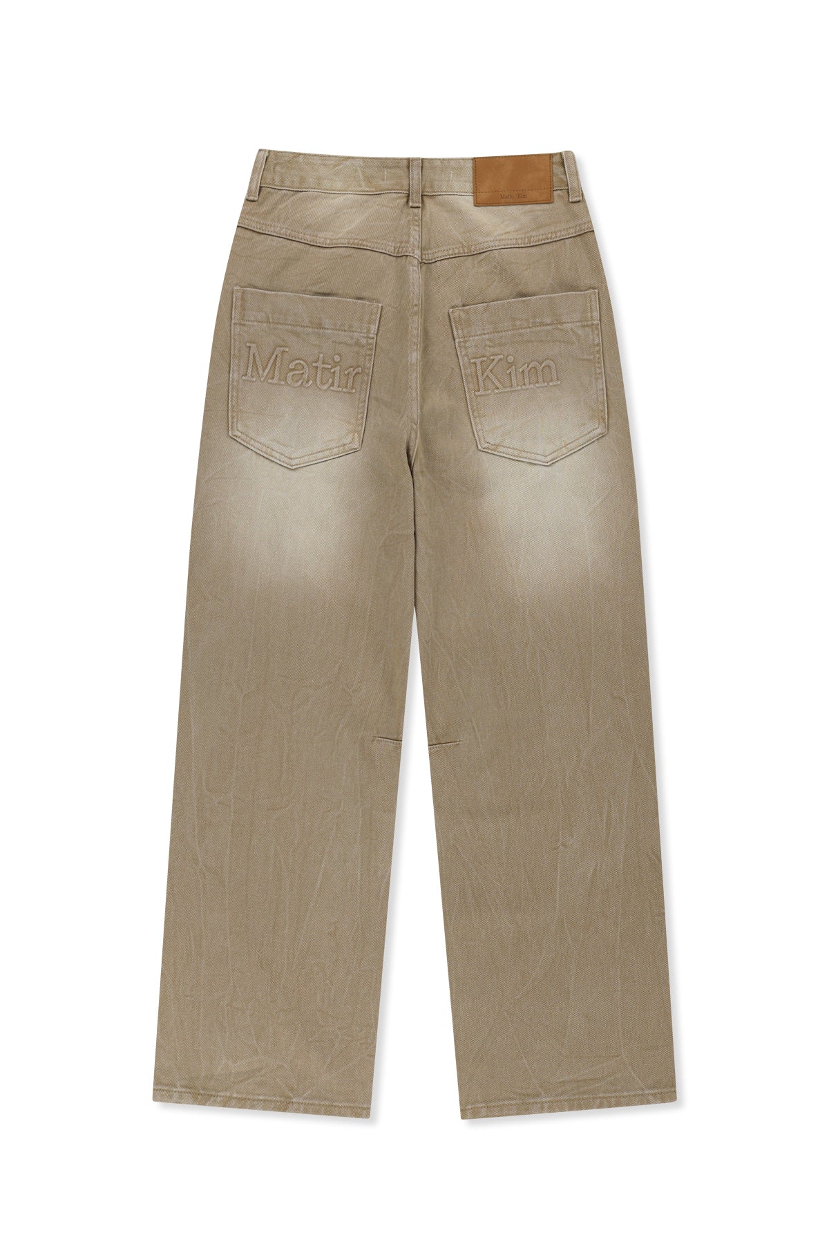 Matin Kim - Back Logo Washed Denim Pants (Beige) product image 2 | TRAB K-Fashion Australia