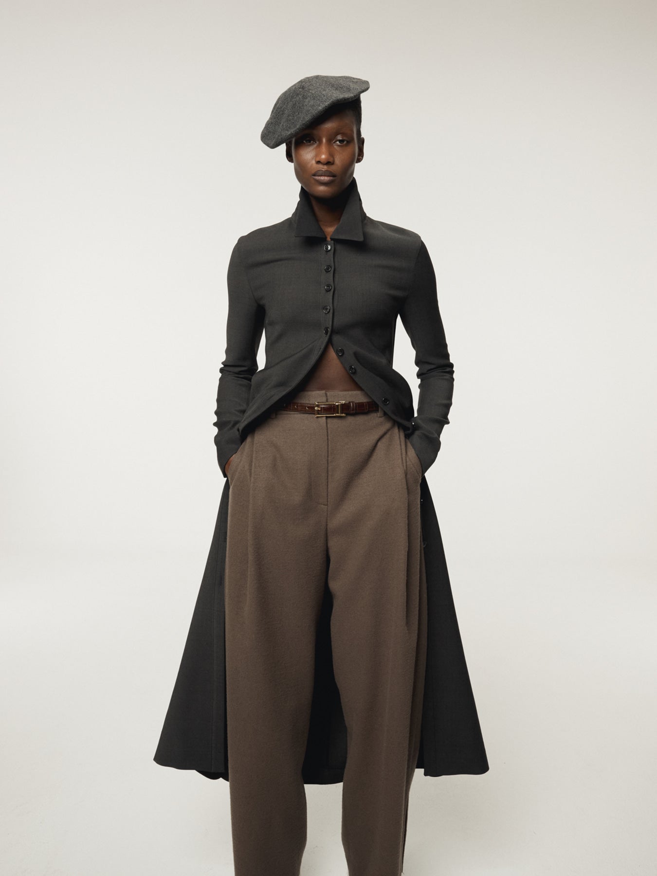 Recto - Pleats Layered Wool Pants (Greyish Khaki) product image 6 | TRAB K-Fashion Australia