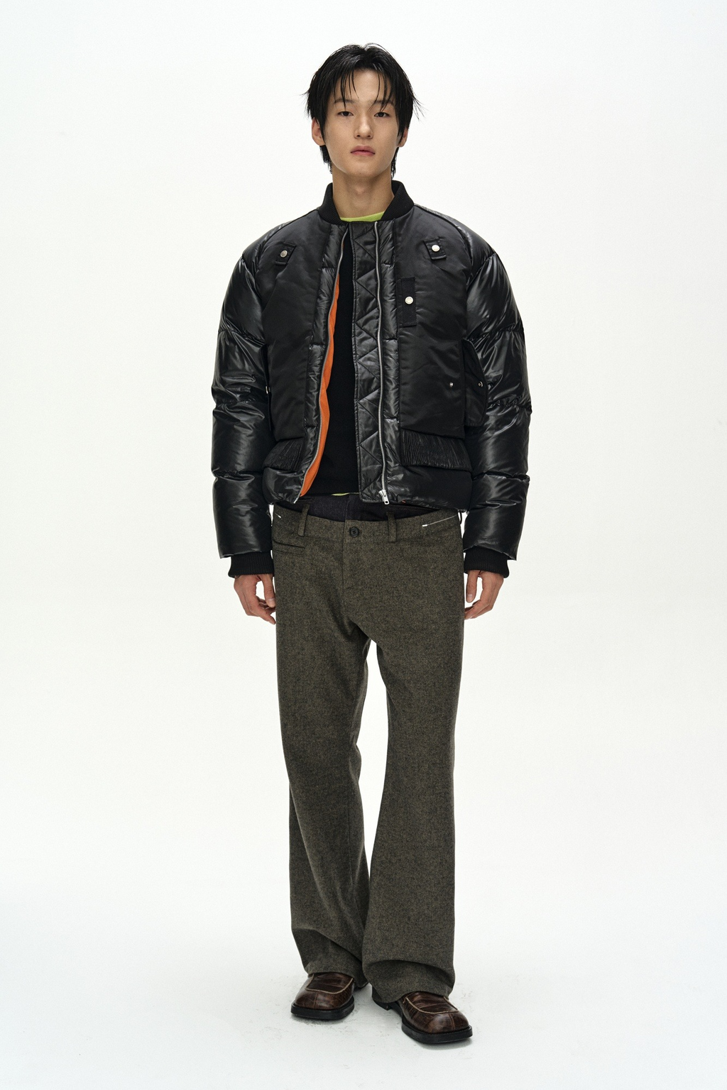Andersson Bell - Unisex Bomber Layered Down Jacket (Black) product image 1 | TRAB K-Fashion Australia