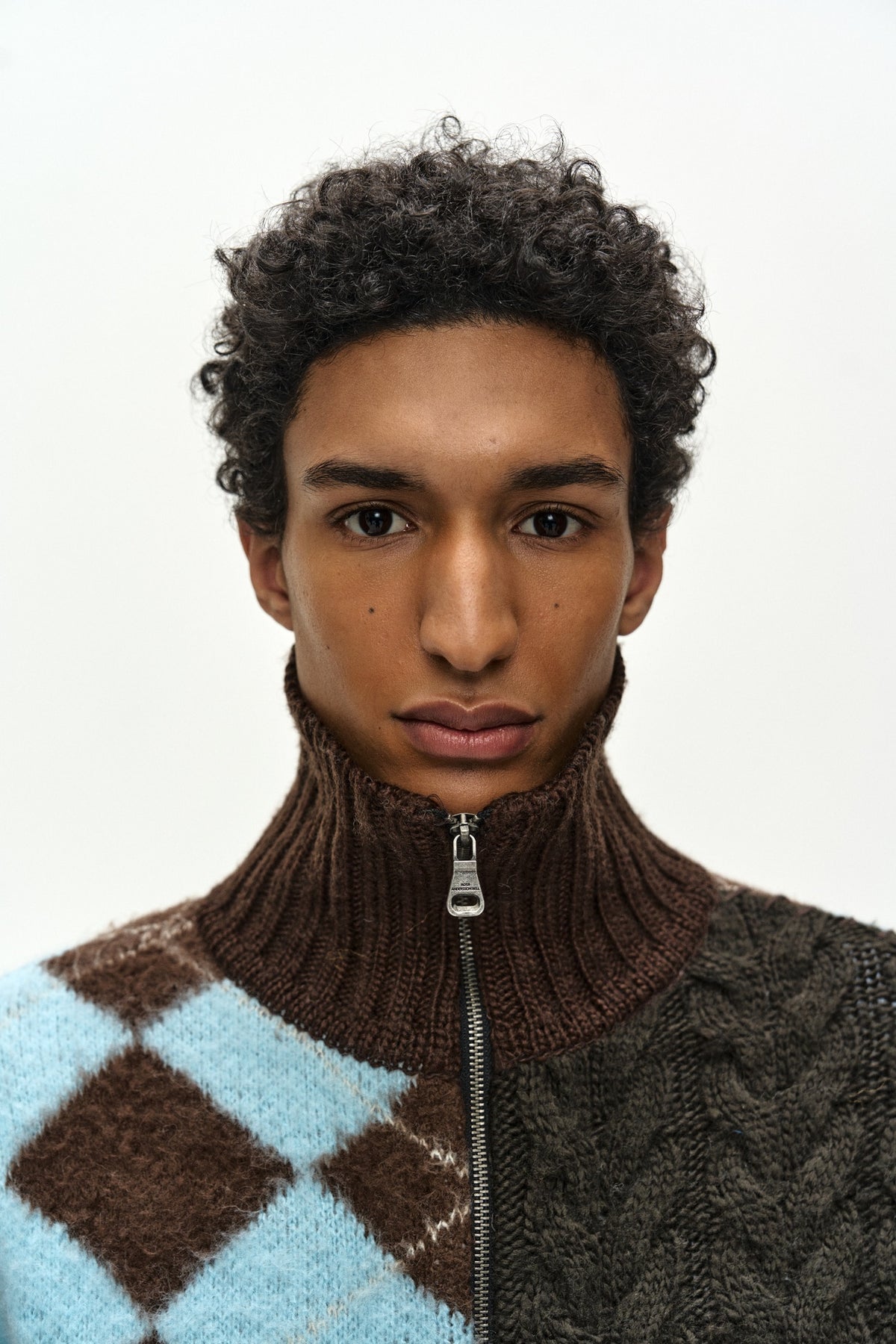 Andersson Bell - Patchwork Zip-Up Sweater (Brown/Khaki) product image 6 | TRAB K-Fashion Australia