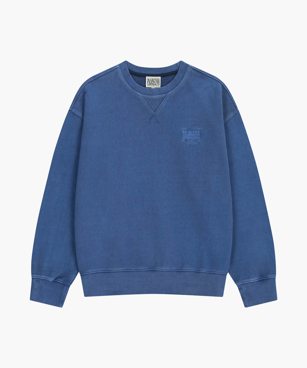 Marithe & Francois Girbaud - Outline Classic Logo Dyeing Oversized Sweatshirt (Blue) product image 6 | TRAB K-Fashion Australia