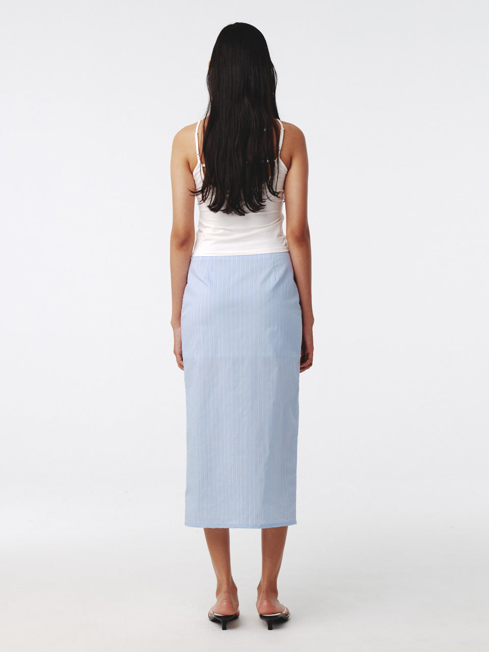 Kijun - Stripe Corsage Long Skirt Sky Blue Stripe product image 4 | TRAB K-Fashion Australia