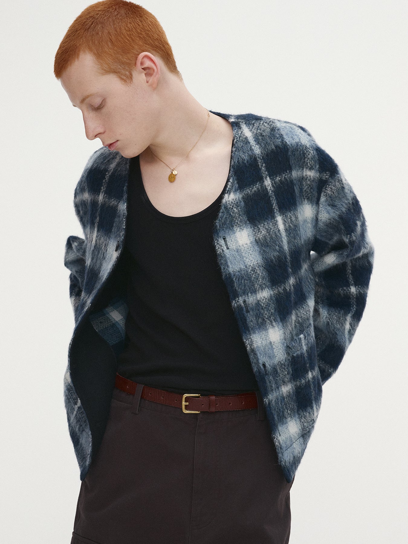 Tonywack - Checked Wool Mohair Blouson Italian Fabric (Blue) product image 6 | TRAB K-Fashion Australia