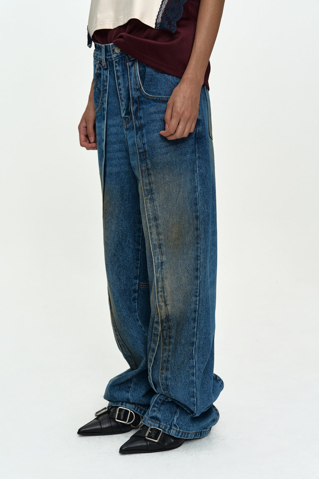 Andersson Bell - Unisex Layered Wide-Leg Jeans (Blue) product image 15 | TRAB K-Fashion Australia