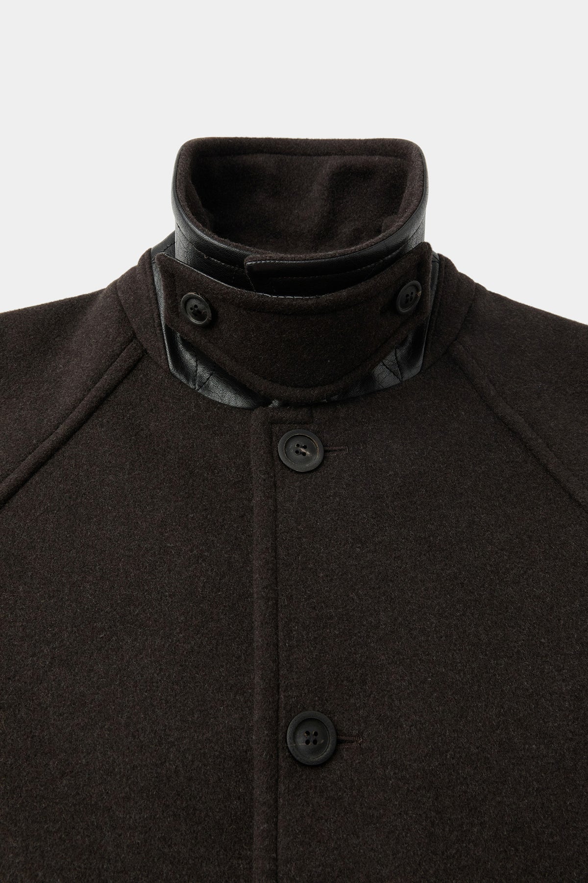 Coor - Fake Leather Trim Bellandi Half Coat (Melange Brown) product image 6 | TRAB K-Fashion Australia