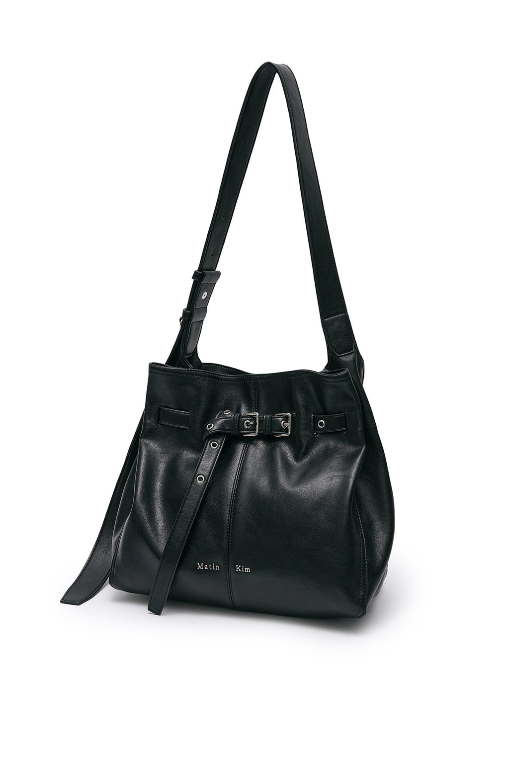 Matin Kim - Belted Volunn Mid Bucket Bag (Black) product image 2 | TRAB K-Fashion Australia