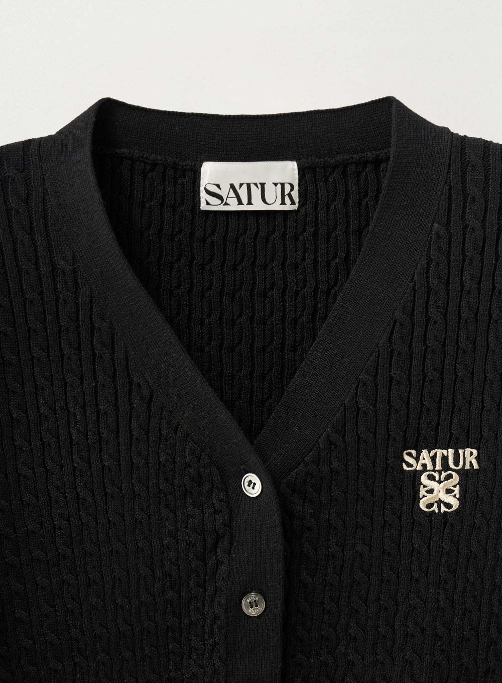 Satur - (W) Cable Knit Half Cardigan (Black) product image 3 | TRAB K-Fashion Australia