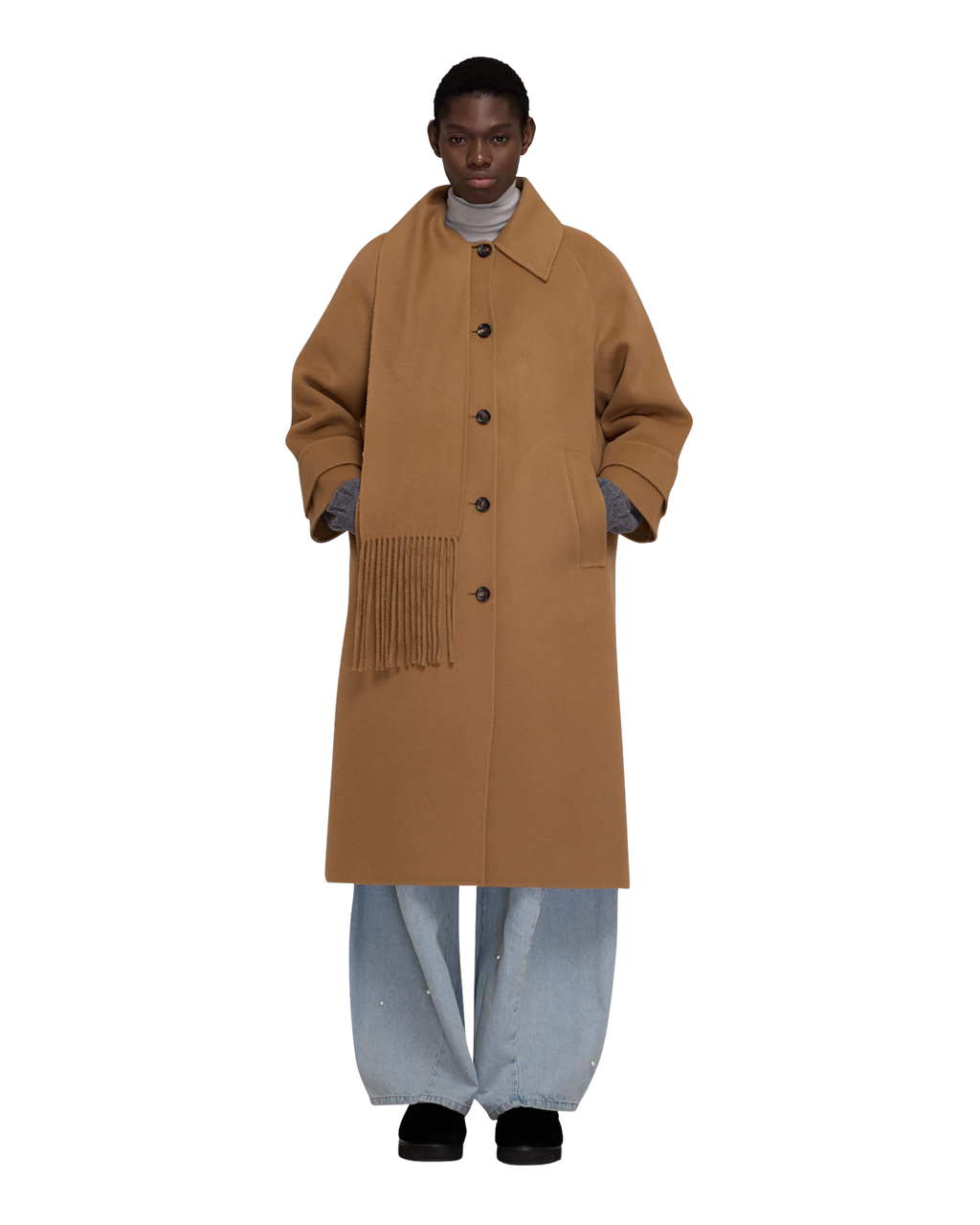 Kimhe Kim - Scarf Detail Long Coat (Beige) product image 6 | TRAB K-Fashion Australia