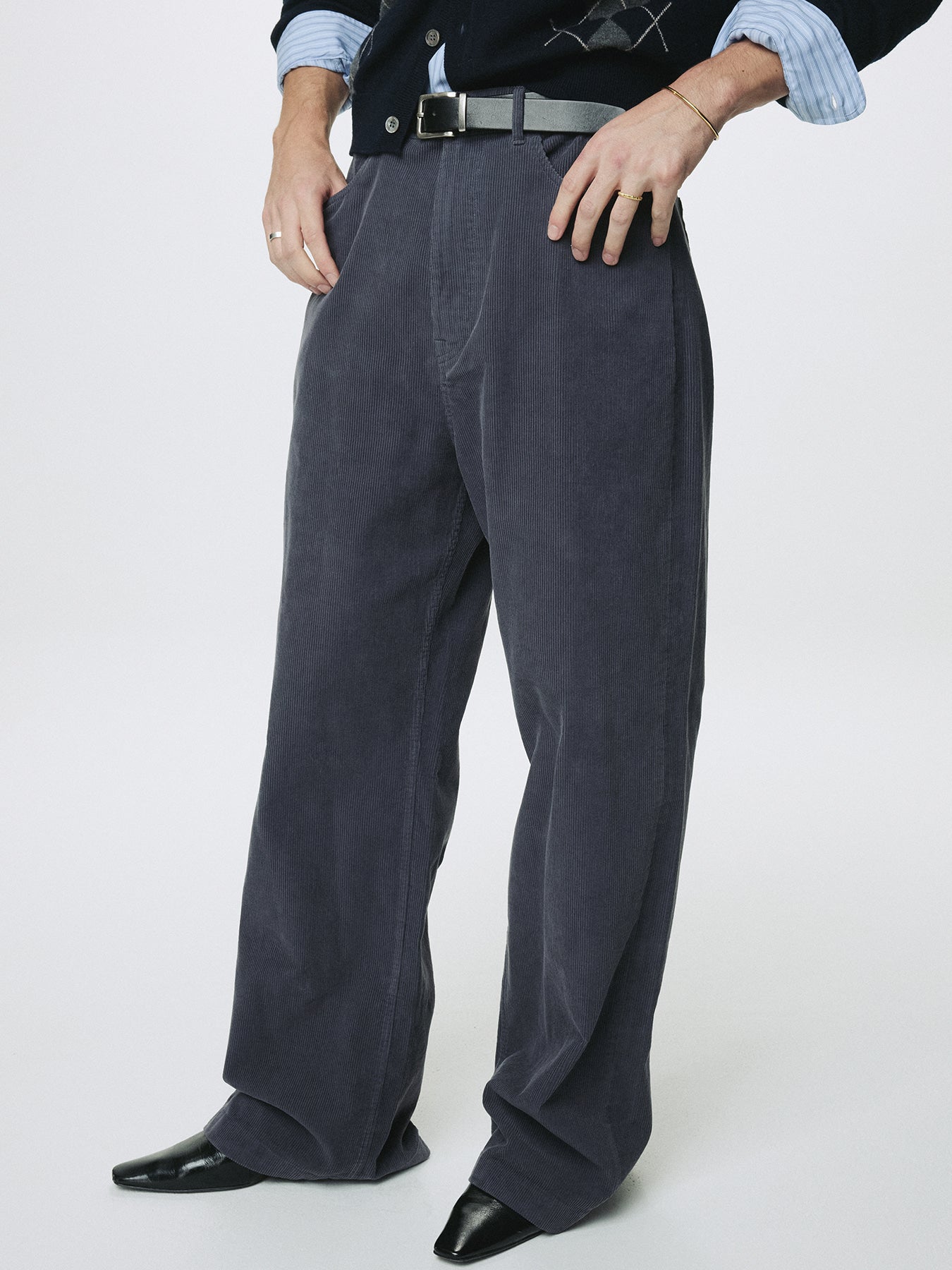 Tonywack - Washed Corduroy Wide-Leg Pants (Purple Navy) product image 8 | TRAB K-Fashion Australia