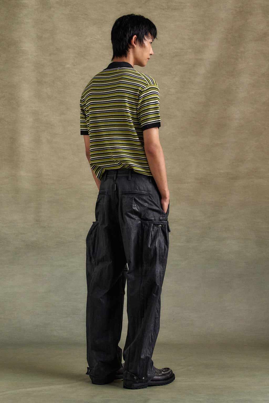 Andersson Bell - Stripe Polo Sweater (Charcoal/Lime) product image 3 | TRAB K-Fashion Australia