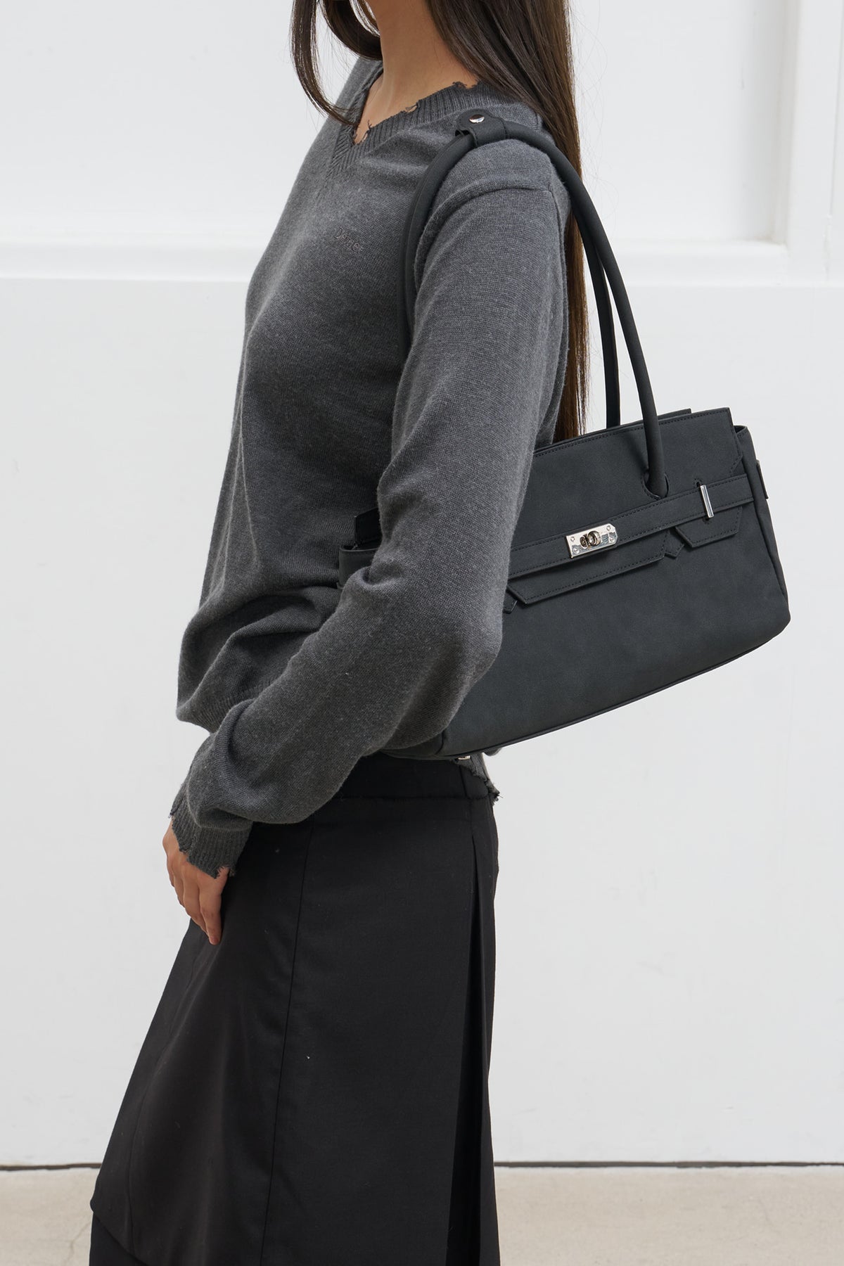 Deinet - Raw Edge Layered Midi Skirt (Black) product image 5 | TRAB K-Fashion Australia