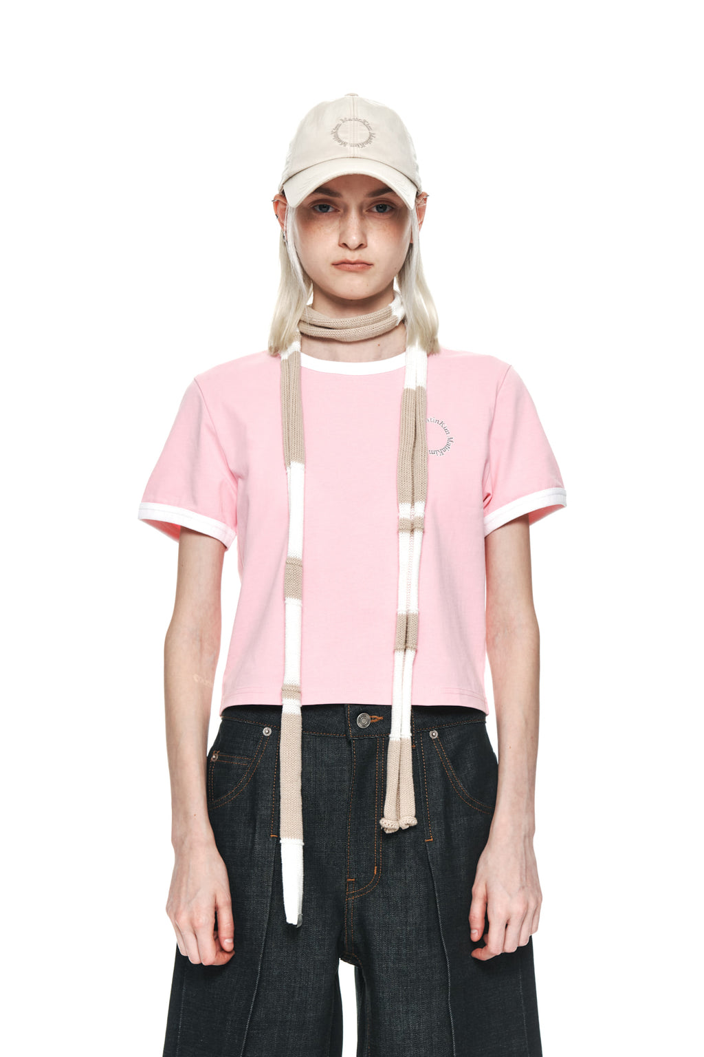 Matin Kim - Circle Logo Ringer Crop Top (Pink) product image 10 | TRAB K-Fashion Australia
