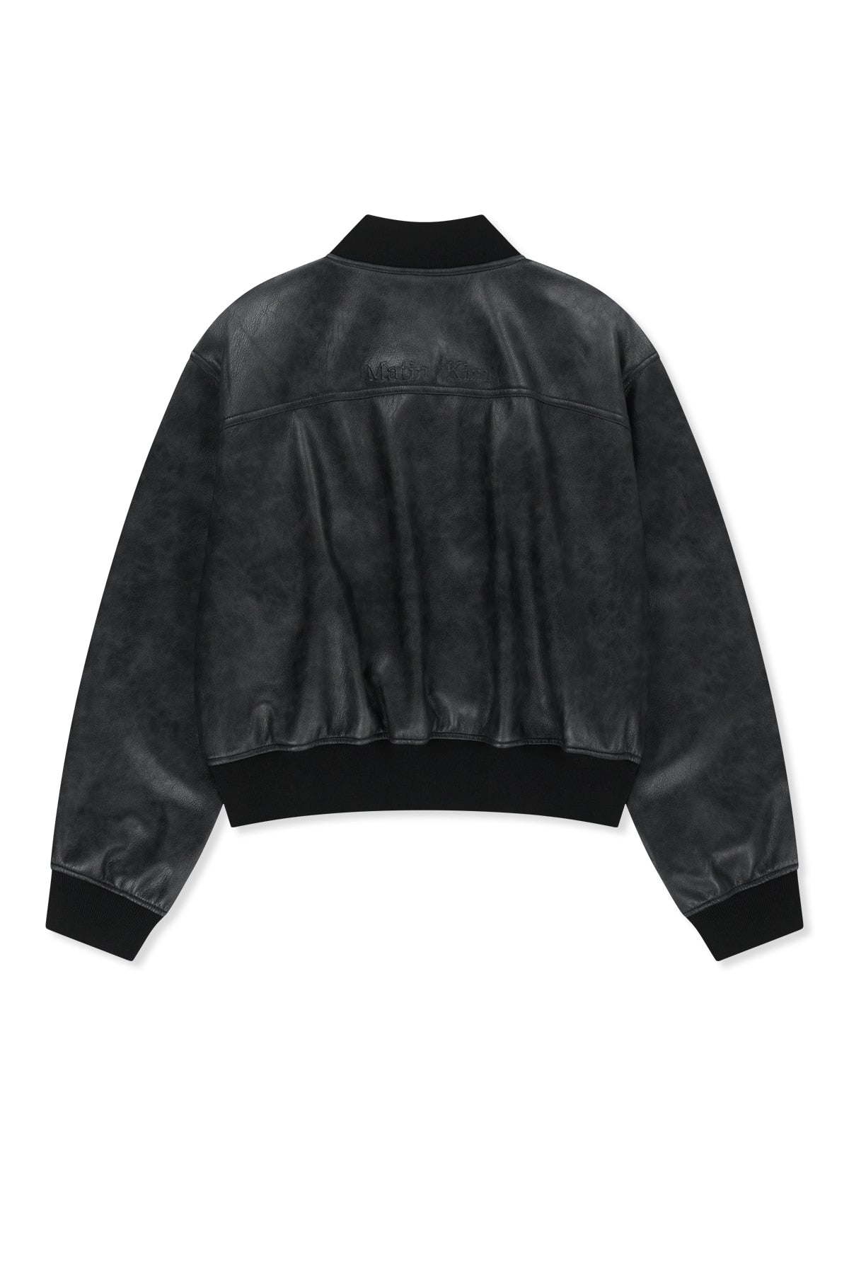 Matin Kim - Faux Leather Rib Collar Blouson (Black) product image 2 | TRAB K-Fashion Australia
