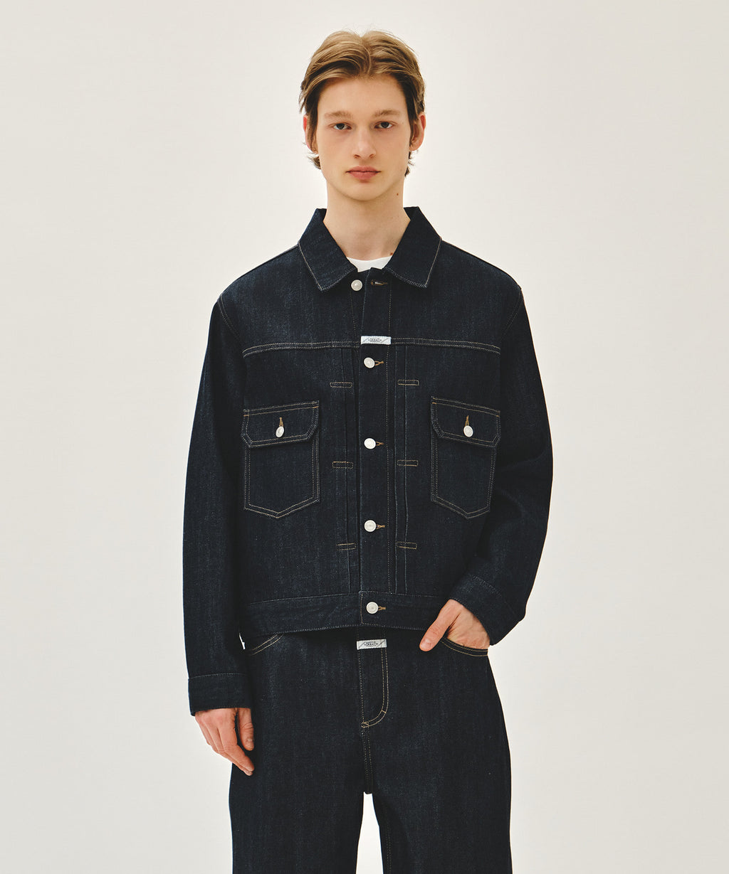 Marithe & Francois Girbaud - Selvage Denim Trucker Jacket (Indigo) product image 1 | TRAB K-Fashion Australia