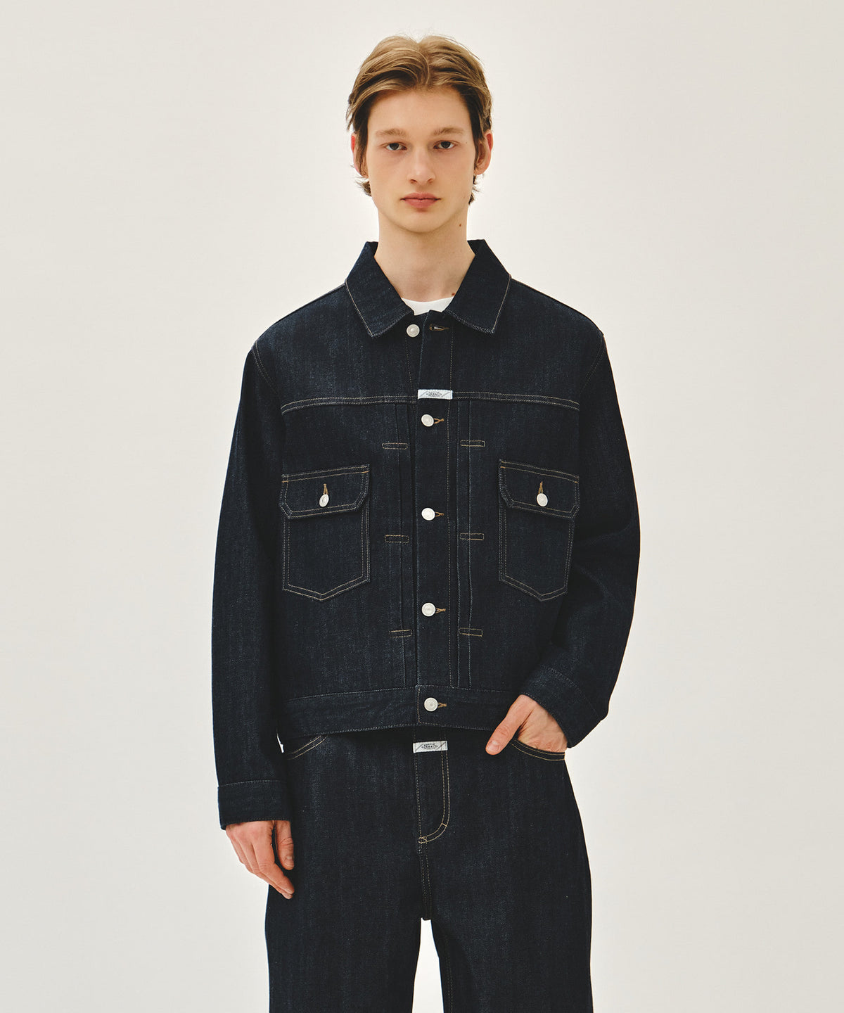 Marithe & Francois Girbaud - Selvage Denim Trucker Jacket (Indigo) product image 1 | TRAB K-Fashion Australia