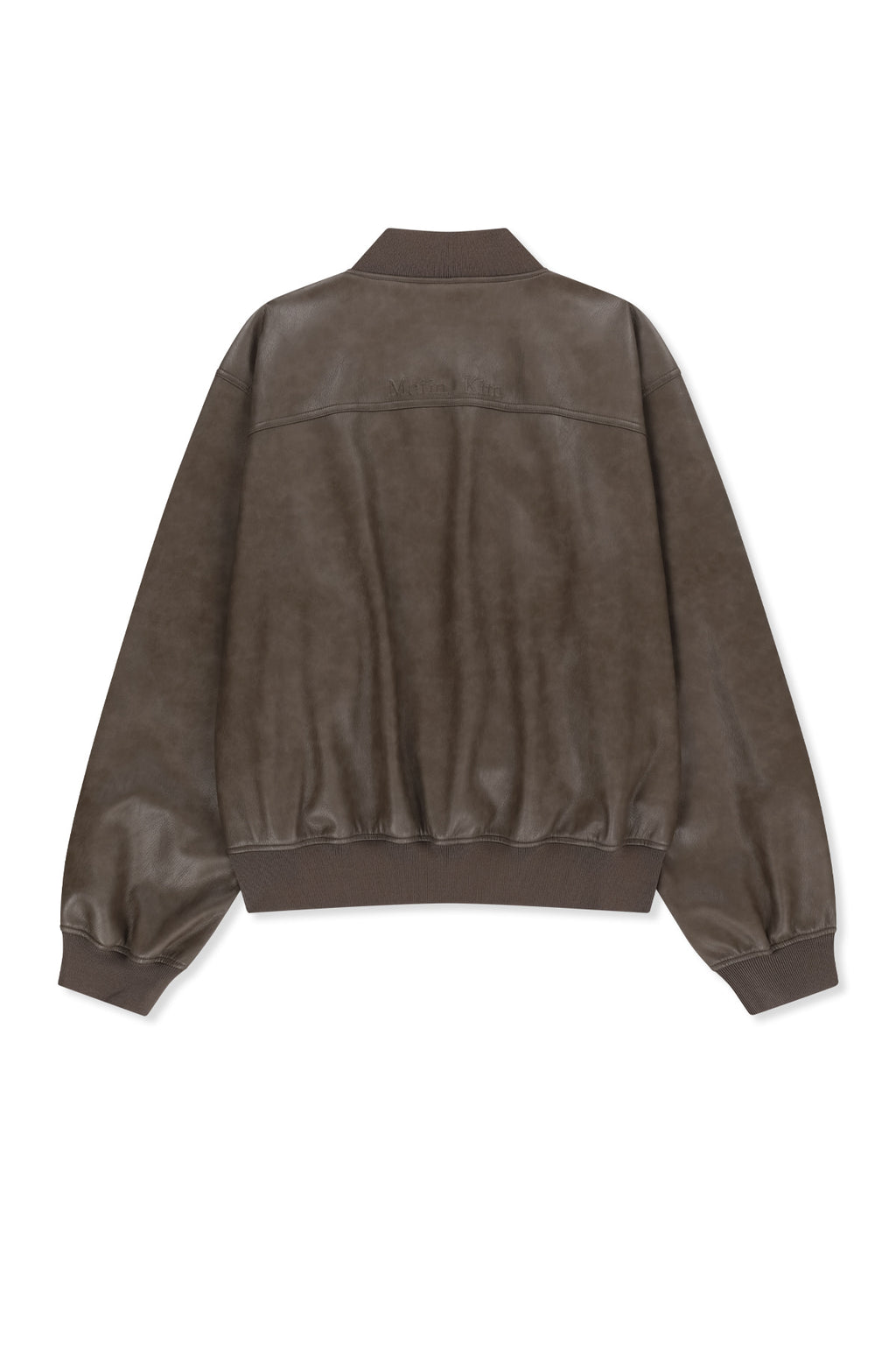 Matin Kim - Faux Leather Rib Collar Blouson (Brown) product image 2 | TRAB K-Fashion Australia
