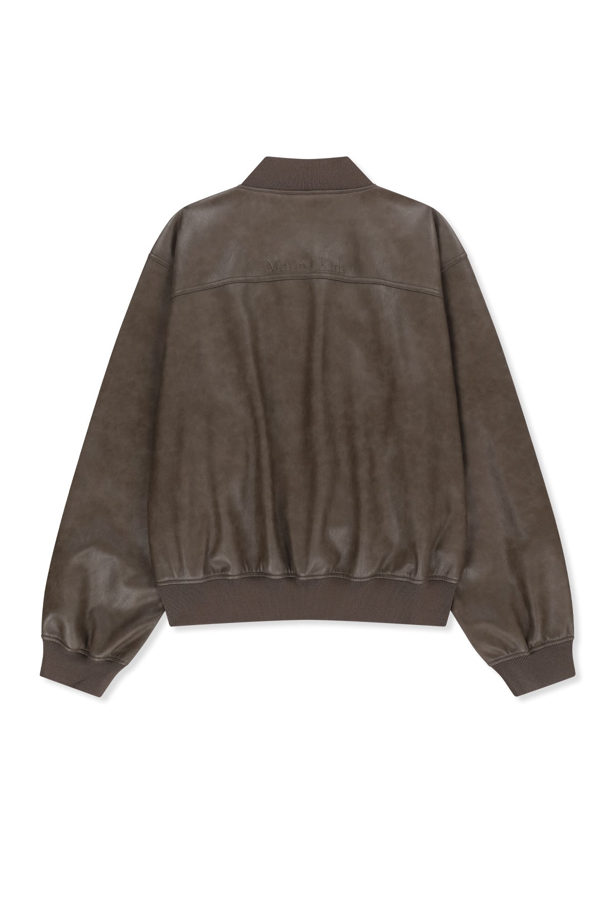 Matin Kim - Faux Leather Rib Collar Blouson (Brown) product image 2 | TRAB K-Fashion Australia
