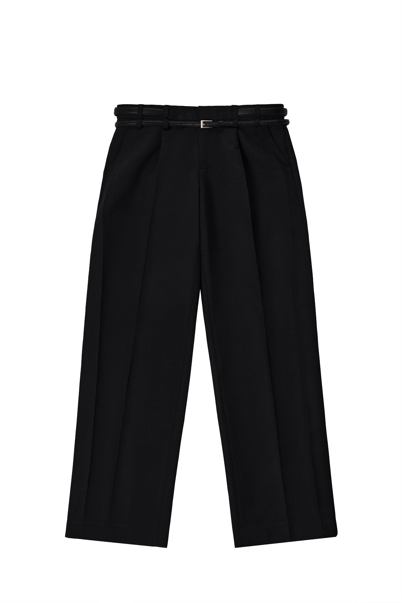 STU - Crease Double Belt Slacks (Black) product image 1 | TRAB K-Fashion Australia