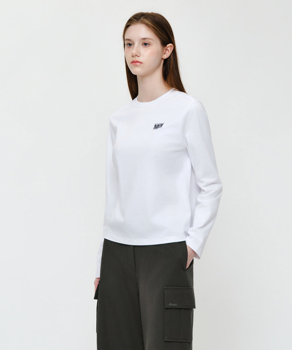 Marithe & Francois Girbaud - Small Classic Logo Long Sleeve Tee (White) product image 2 | TRAB K-Fashion Australia