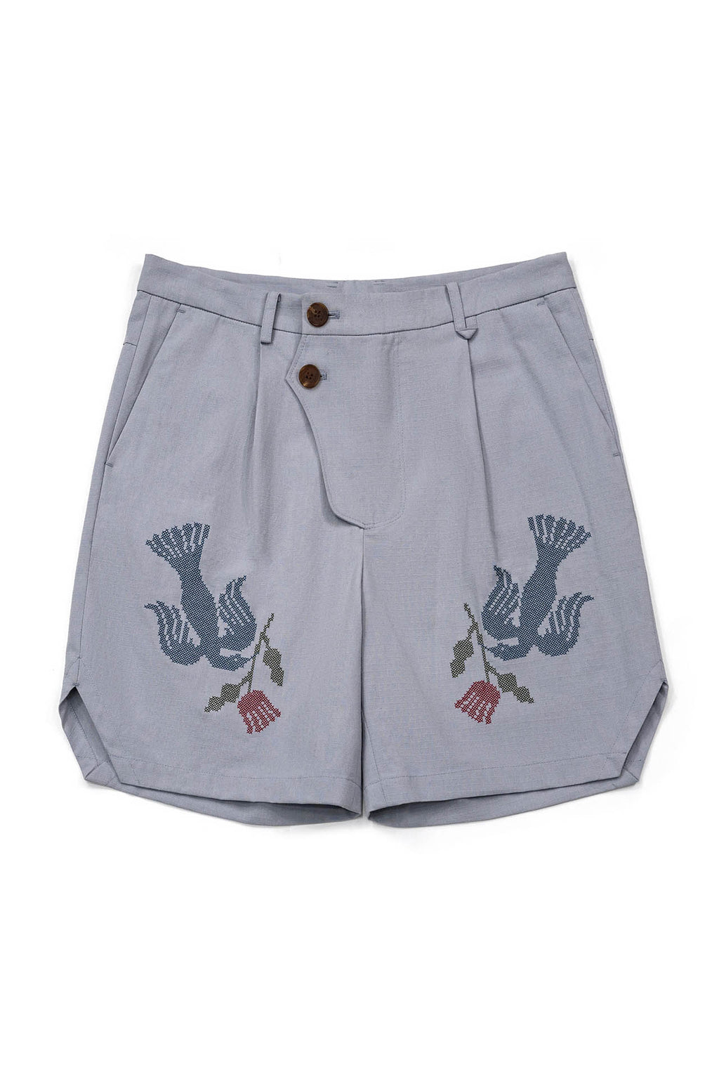 Ioedle - Migratory Bird Cross-Stitch Shorts (Sky Blue) product image 2 | TRAB K-Fashion Australia