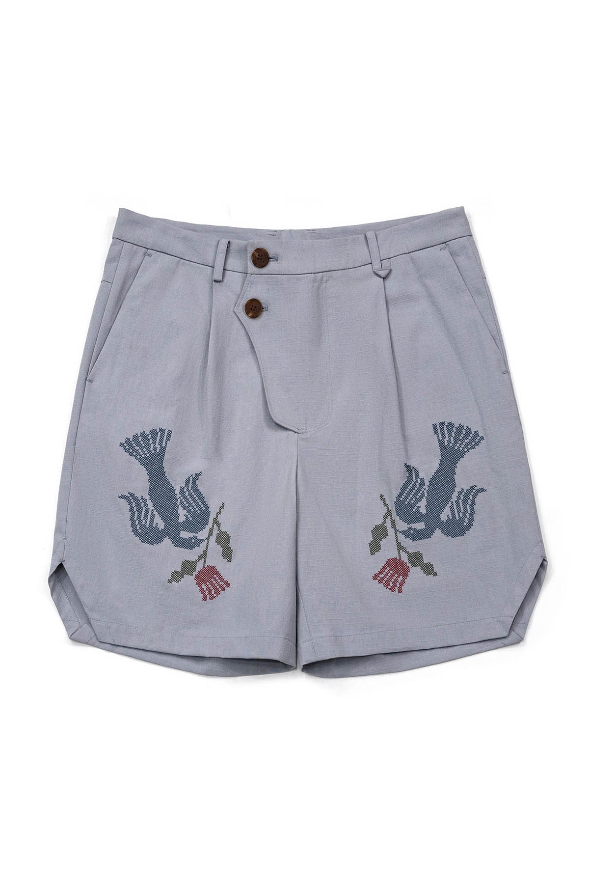 Ioedle - Migratory Bird Cross-Stitch Shorts (Sky Blue) product image 2 | TRAB K-Fashion Australia