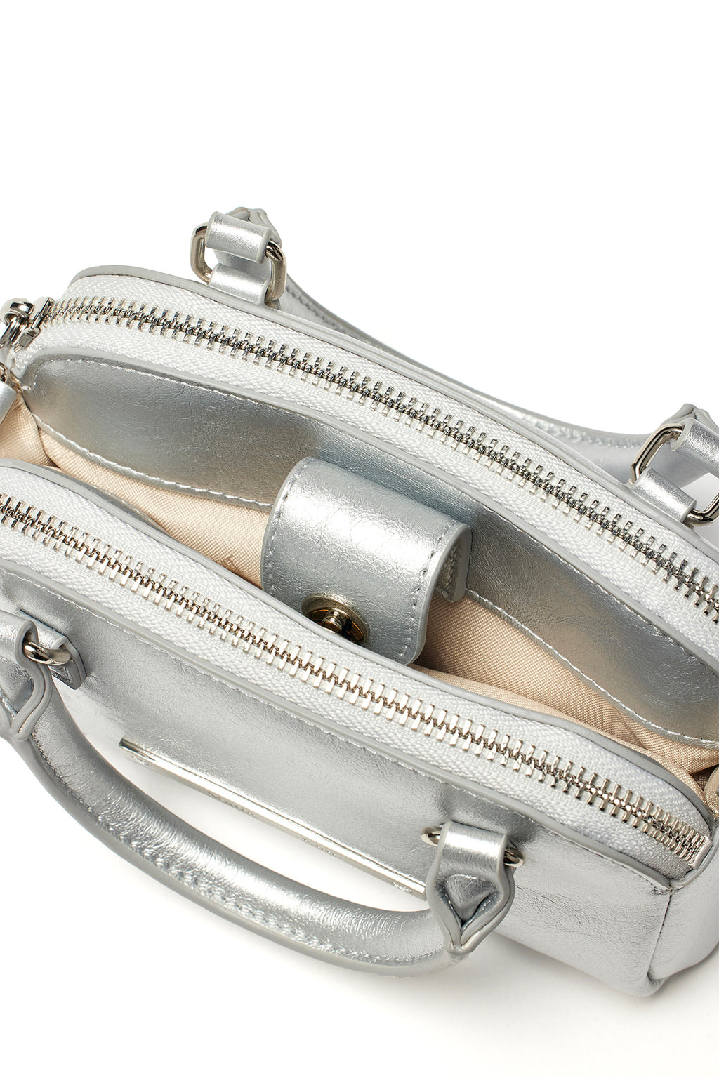 Matin Kim - Double Zipper Mini Cross Bag (Silver) product image 4 | TRAB K-Fashion Australia