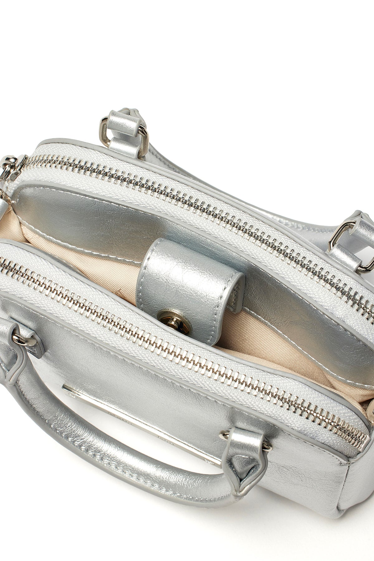 Matin Kim - Double Zipper Mini Cross Bag (Silver) product image 4 | TRAB K-Fashion Australia