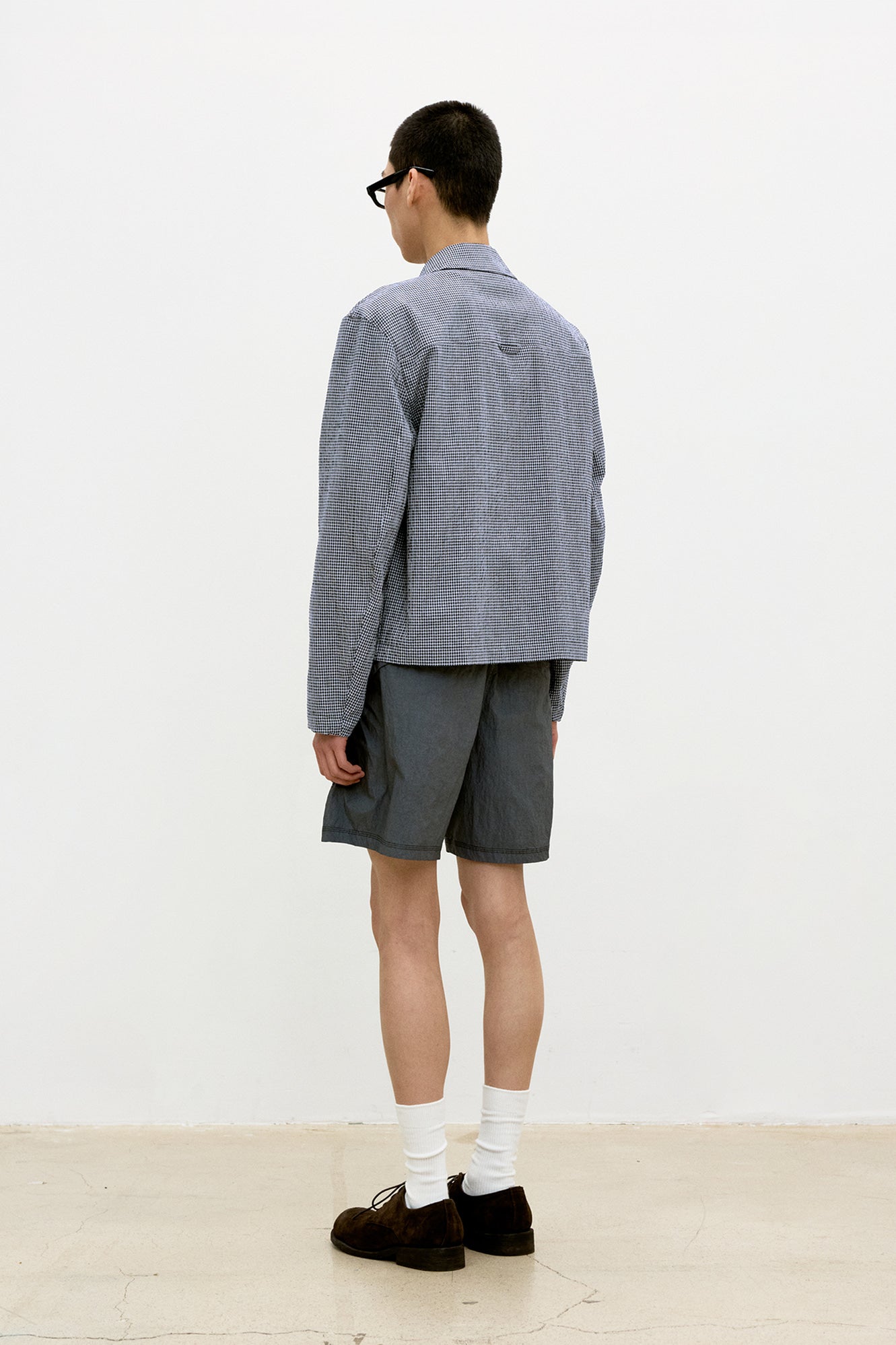 Coor - Micro Check Shirt Zip-Up (Blue Check) product image 4 | TRAB K-Fashion Australia