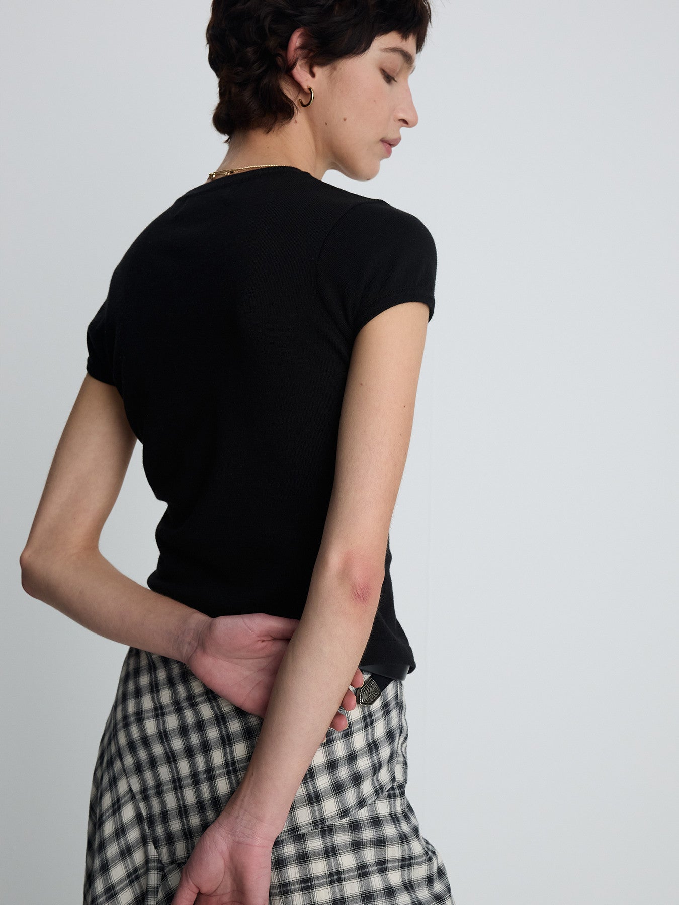 Tonywack - Cotton Check Patchwork Skirt (Black Check) product image 7 | TRAB K-Fashion Australia