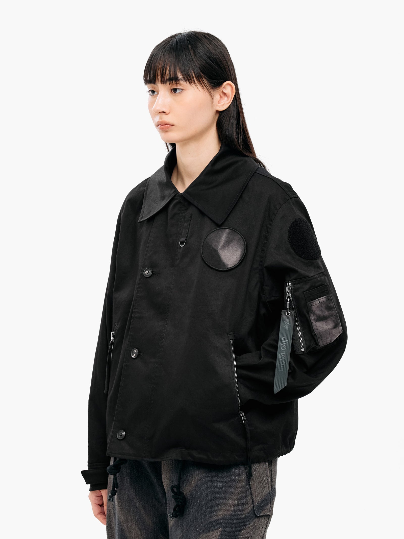 Jiyong Kim - Sun-Bleached Wide Collar Jacket (Black) product image 7 | TRAB K-Fashion Australia