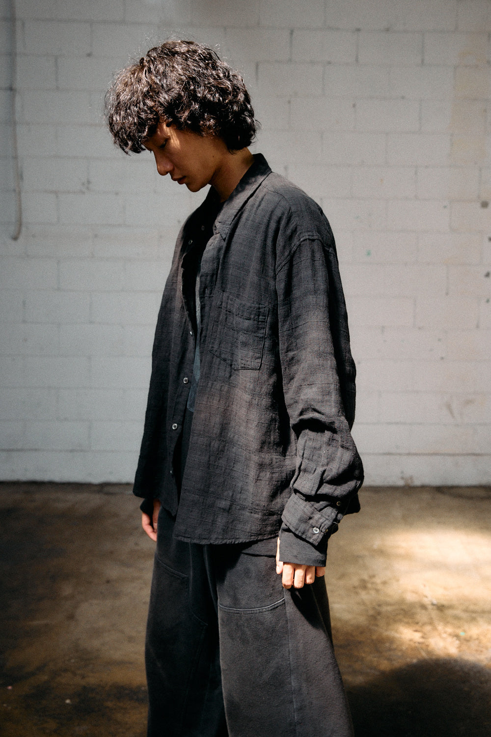 Hatchingroom - Classic Shirt Gauze Stripe Over Dyed (Black) product image 9 | TRAB K-Fashion Australia