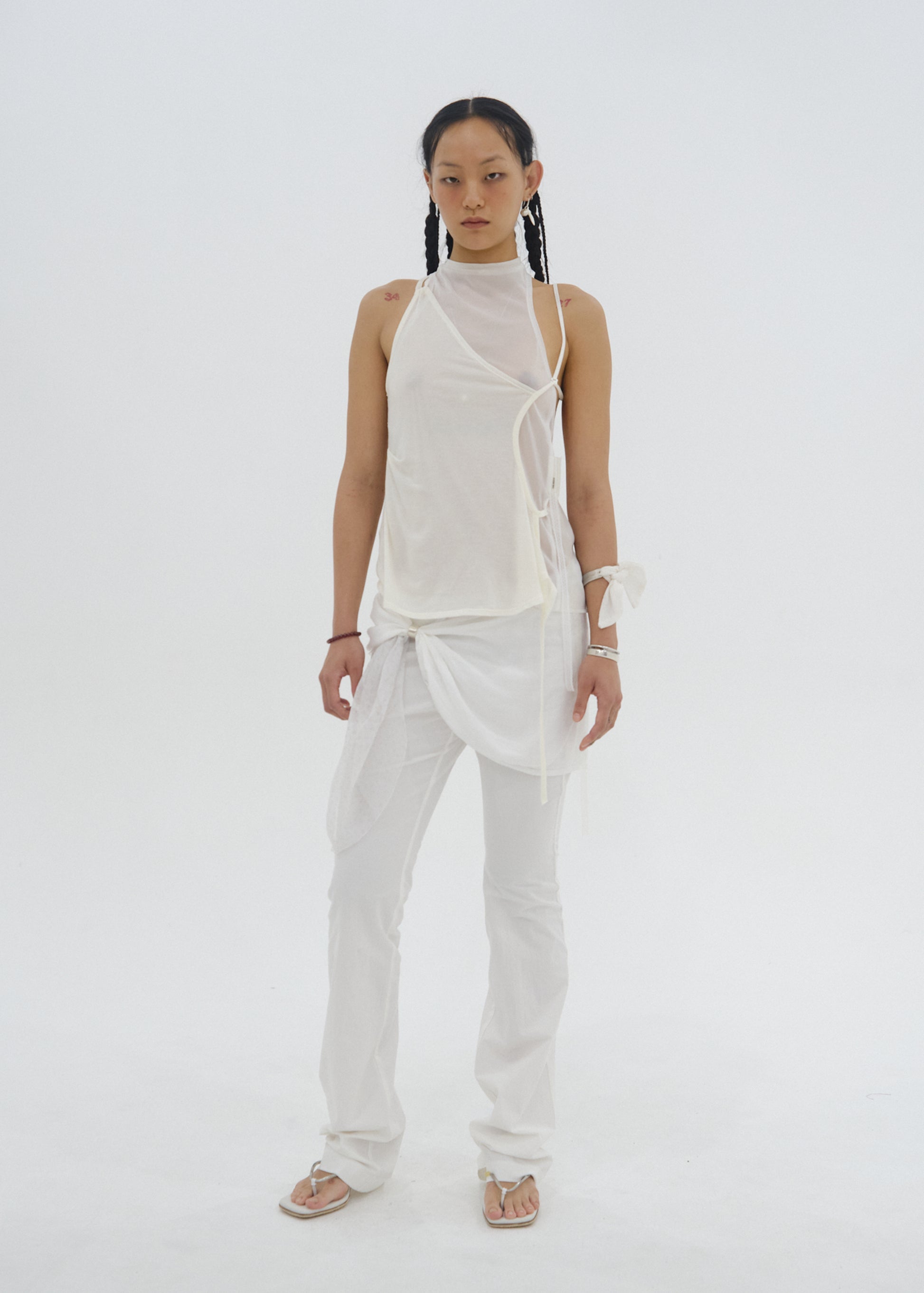 Hyein Seo - Tie Scarf Pants (White) product image 3 | TRAB K-Fashion Australia