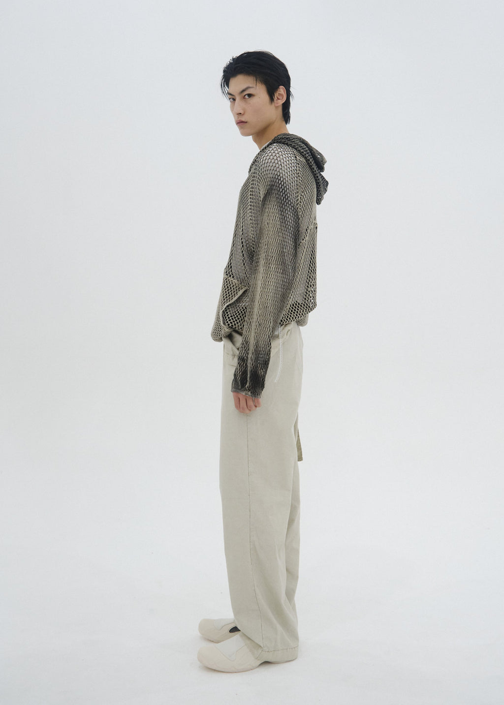 Hyein Seo - Spray-Dyed Mesh Hoodie (Stone Beige) product image 3 | TRAB K-Fashion Australia