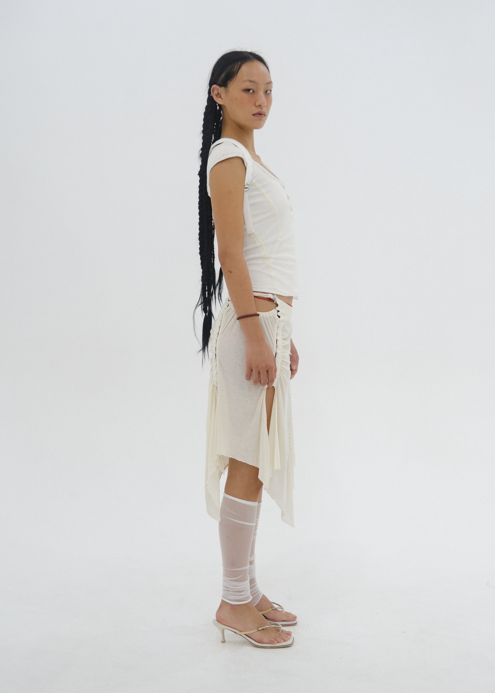 Hyein Seo - Henley Top w/ Back Strap (White) product image 3 | TRAB K-Fashion Australia