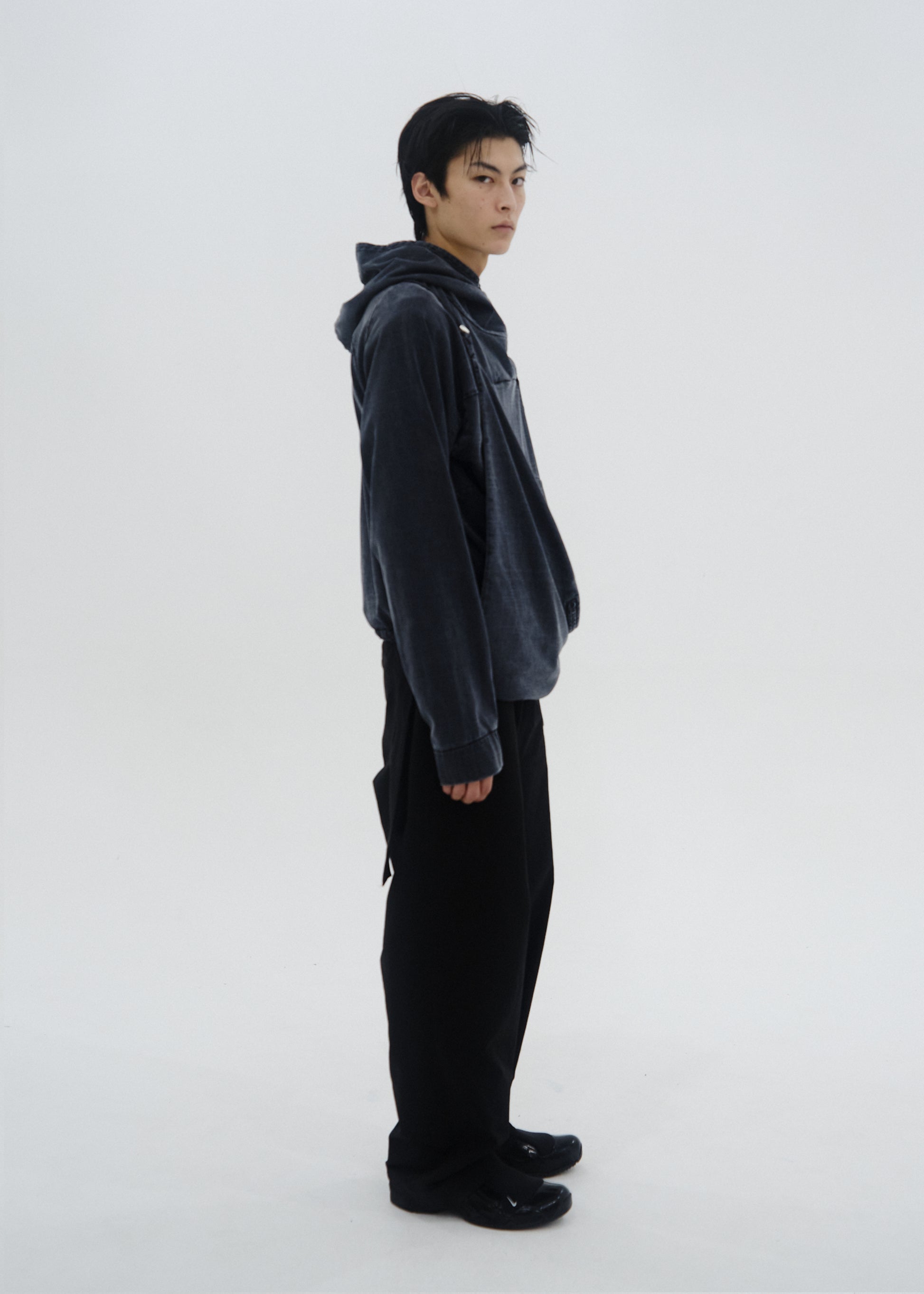 Hyein Seo - Dyed Scarf Bag Hoodie (Charcoal) product image 5 | TRAB K-Fashion Australia