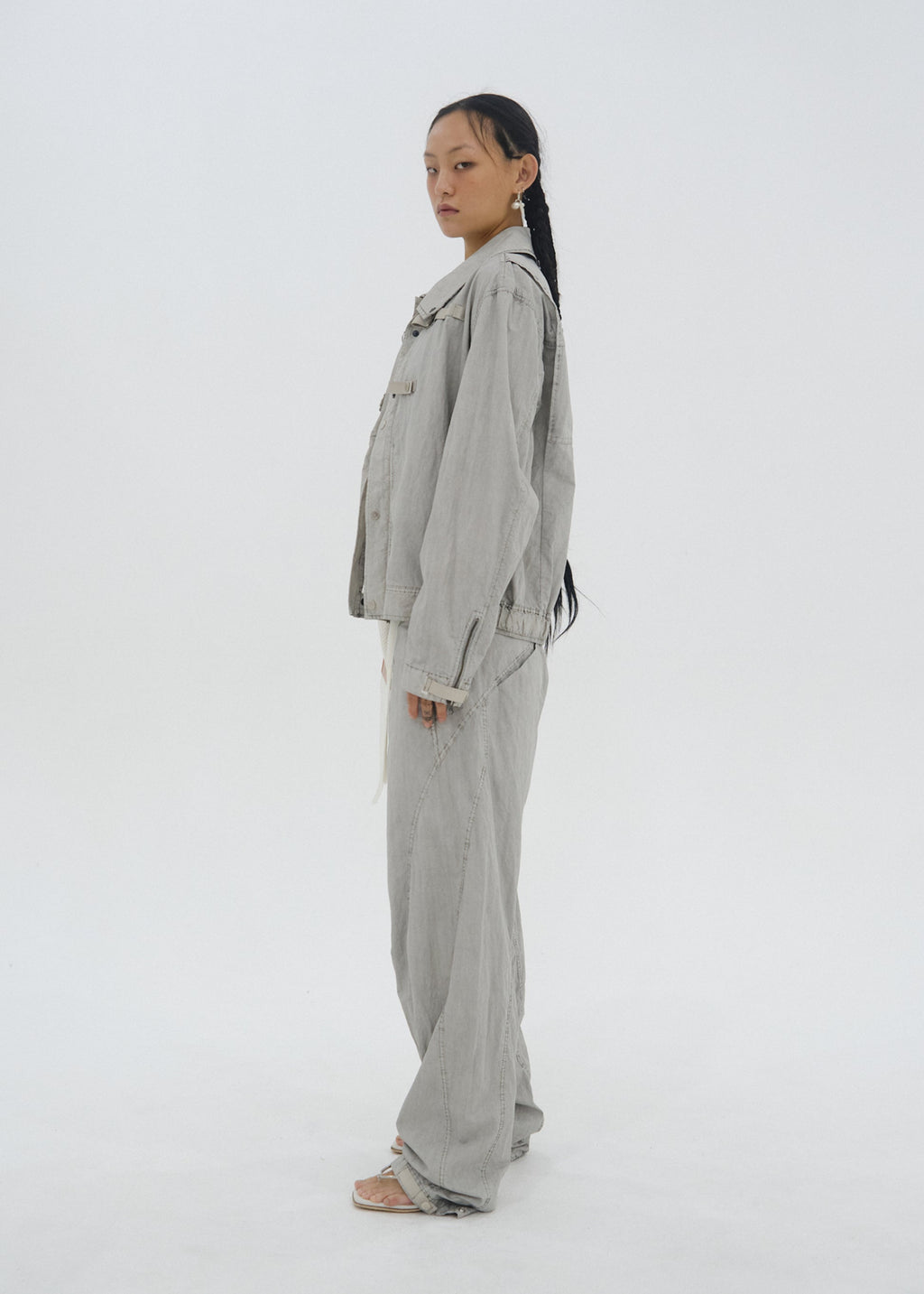 Hyein Seo - Bent Trouser w/ Belt (Moon Grey) product image 3 | TRAB K-Fashion Australia