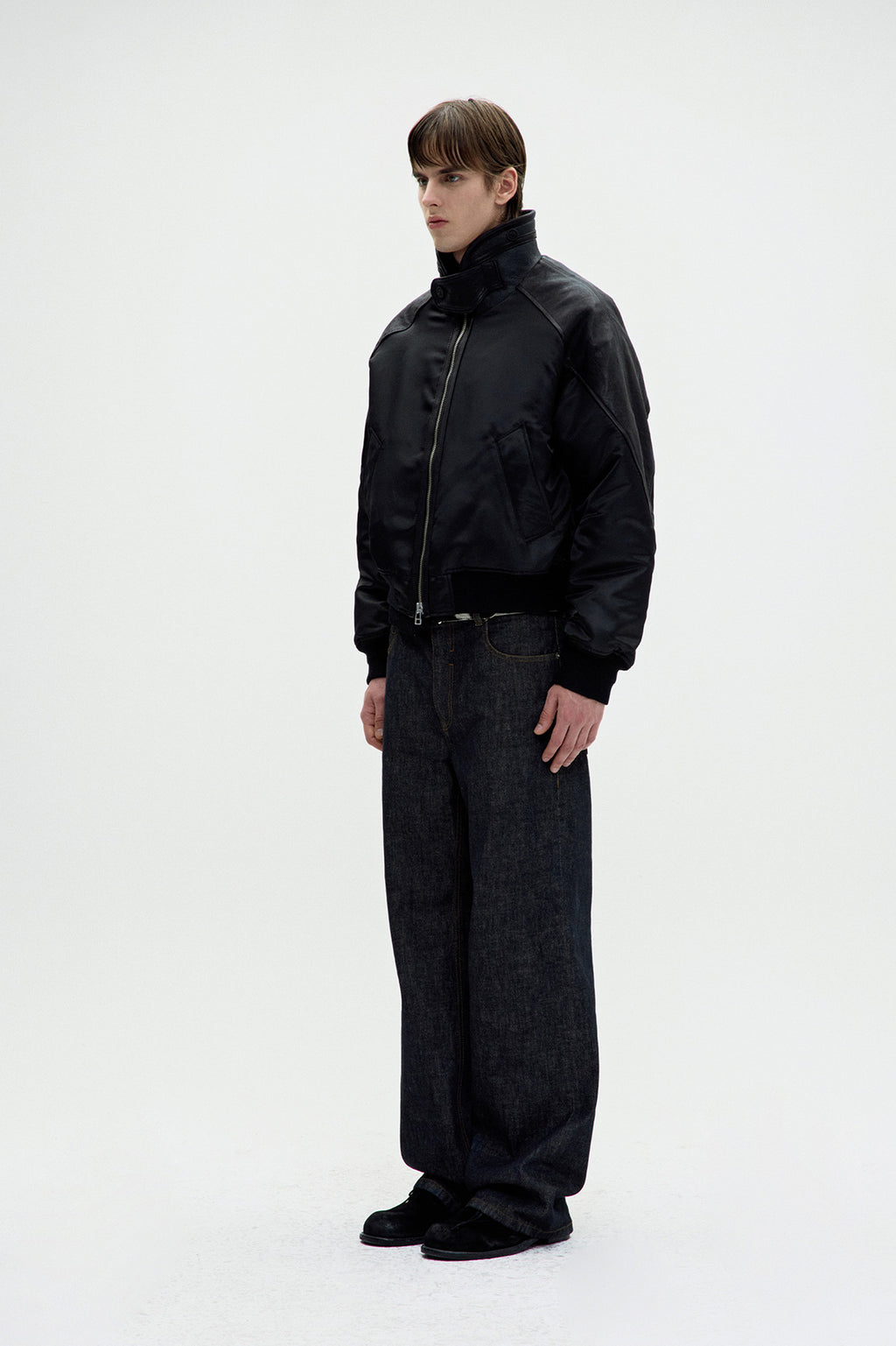 Coor - Highneck Shearling Mixed Ma-1 Jumper (Black) product image 3 | TRAB K-Fashion Australia