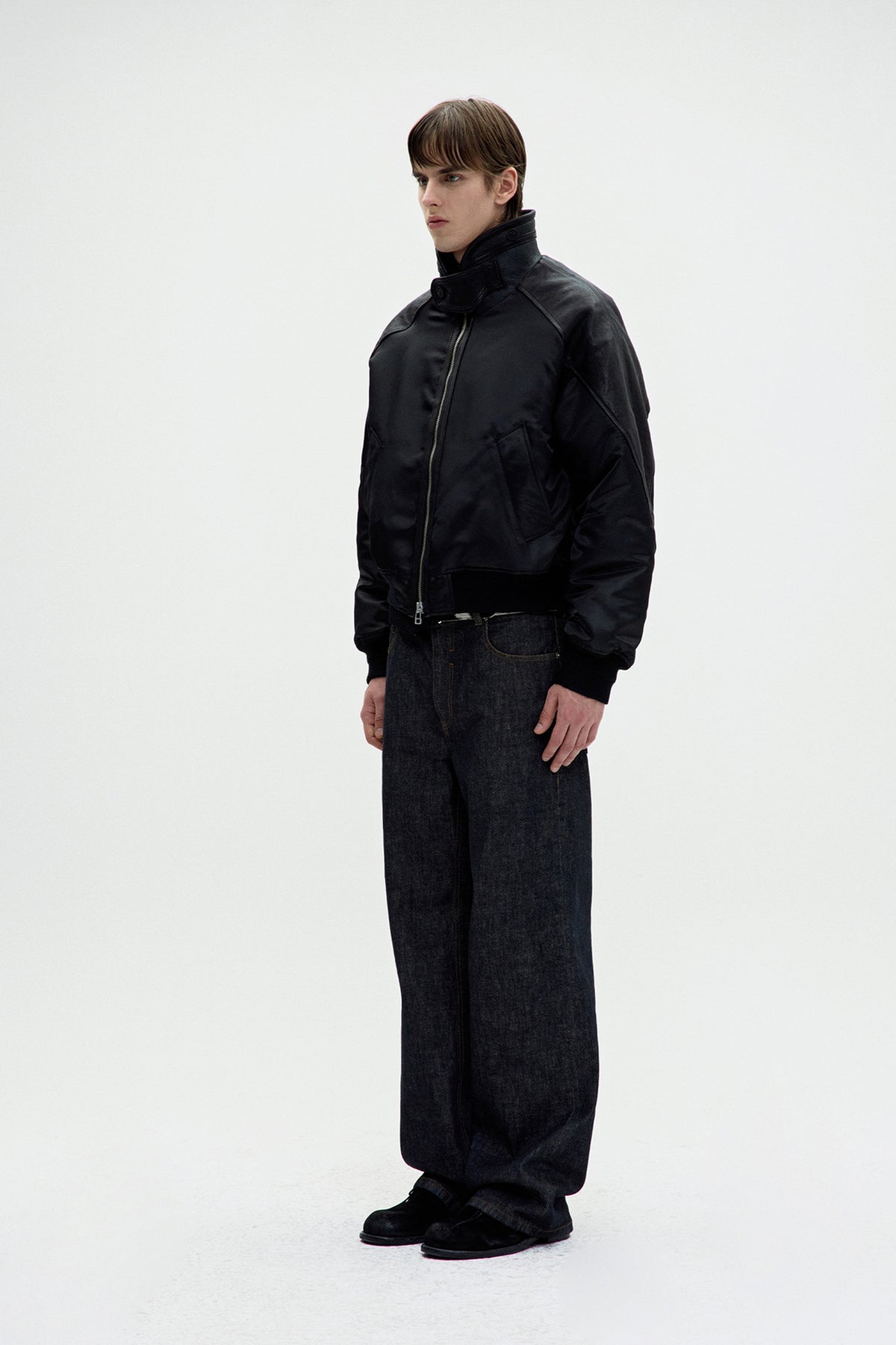 Coor - Highneck Shearling Mixed Ma-1 Jumper (Black) product image 3 | TRAB K-Fashion Australia