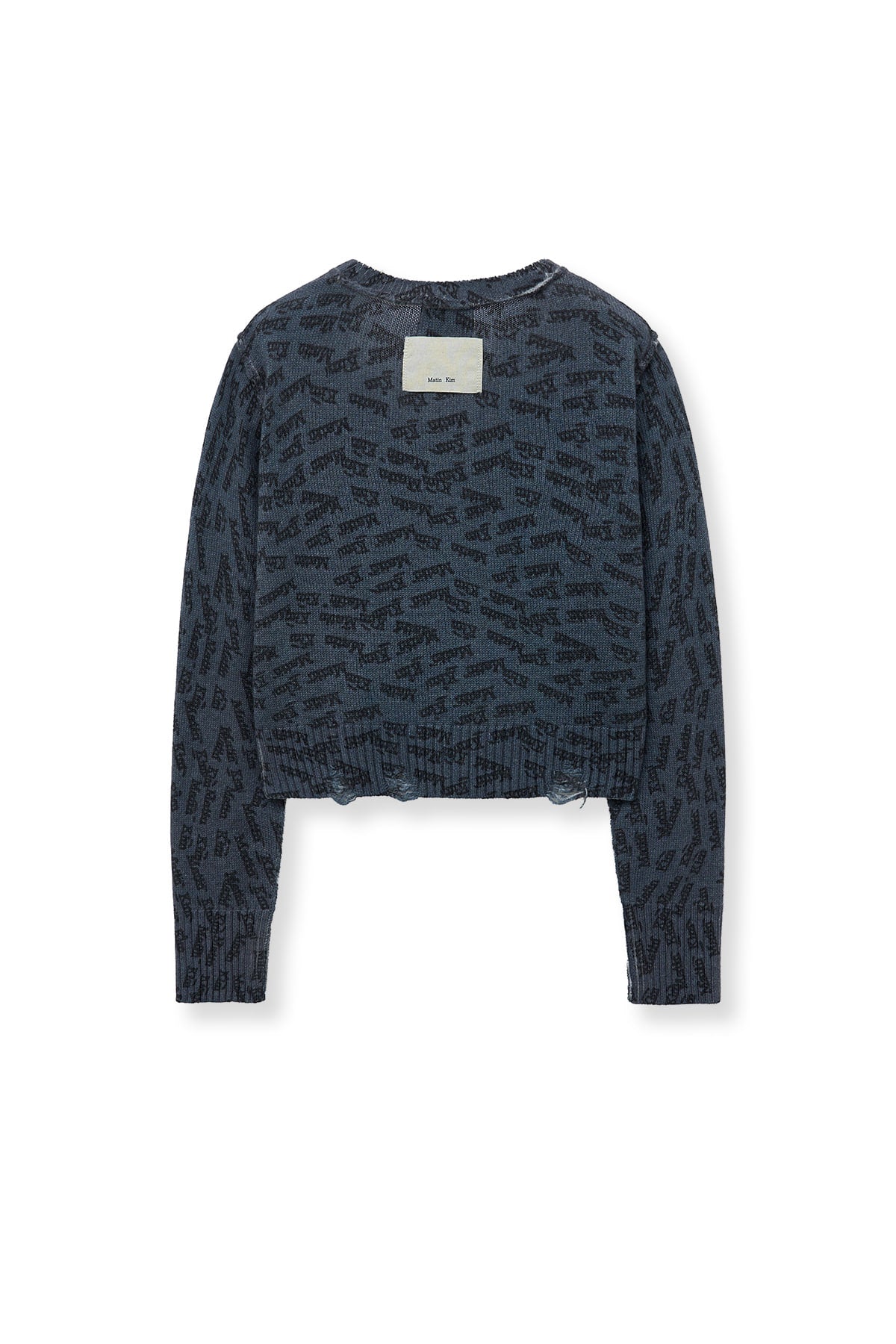 Matin Kim - All Over Logo Crop Cardigan (Navy) product image 3 | TRAB K-Fashion Australia