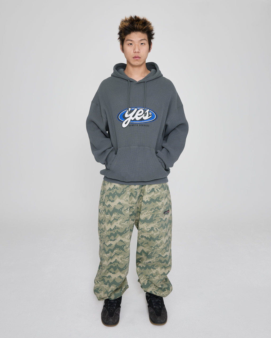 yeseyesee - Y.E.S Waffle Hoodie (Dark Grey) product image 7 | TRAB K-Fashion Australia