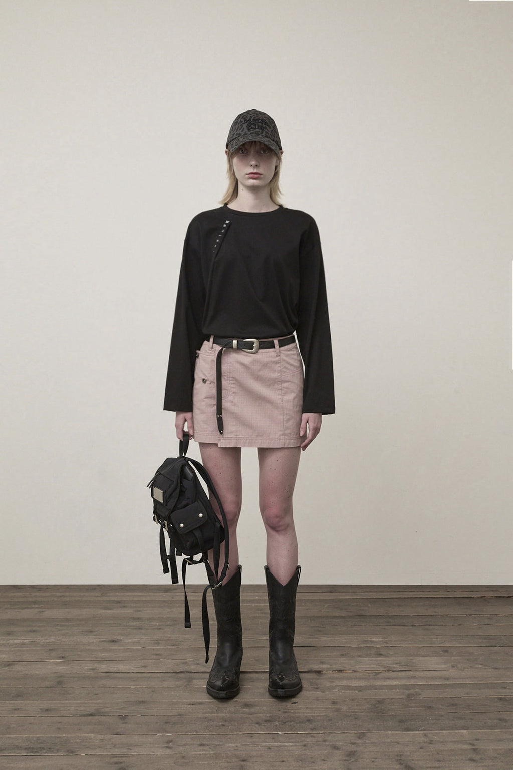 Matin Kim - Pocket Foldover Wrap Mini Skirt (Indian Pink) product image 10 | TRAB K-Fashion Australia