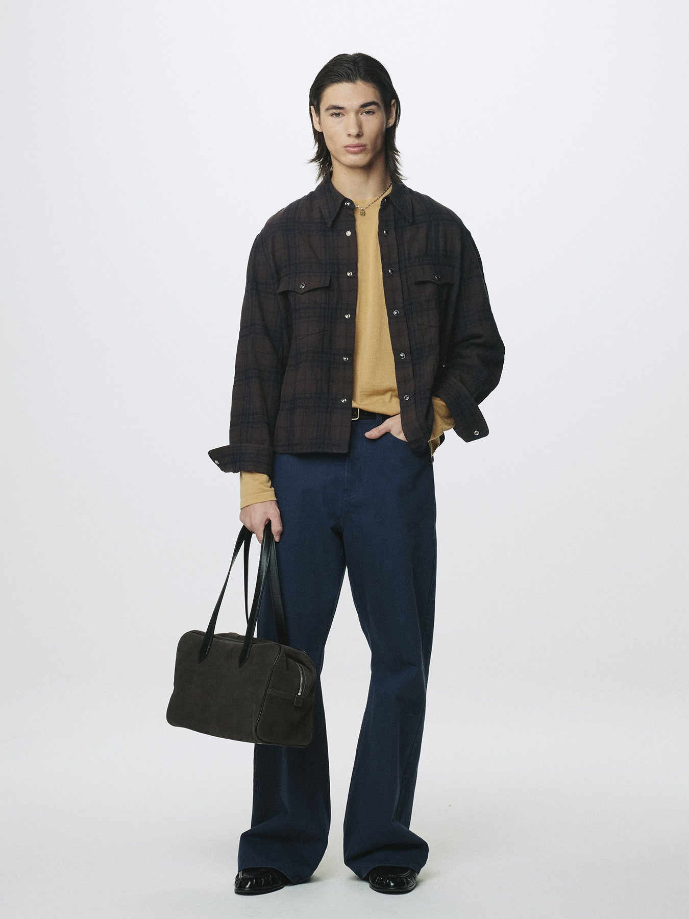 Tonywack - Wool And Cotton Checked Shirt Jacket Japanese Fabric (Brown) product image 2 | TRAB K-Fashion Australia