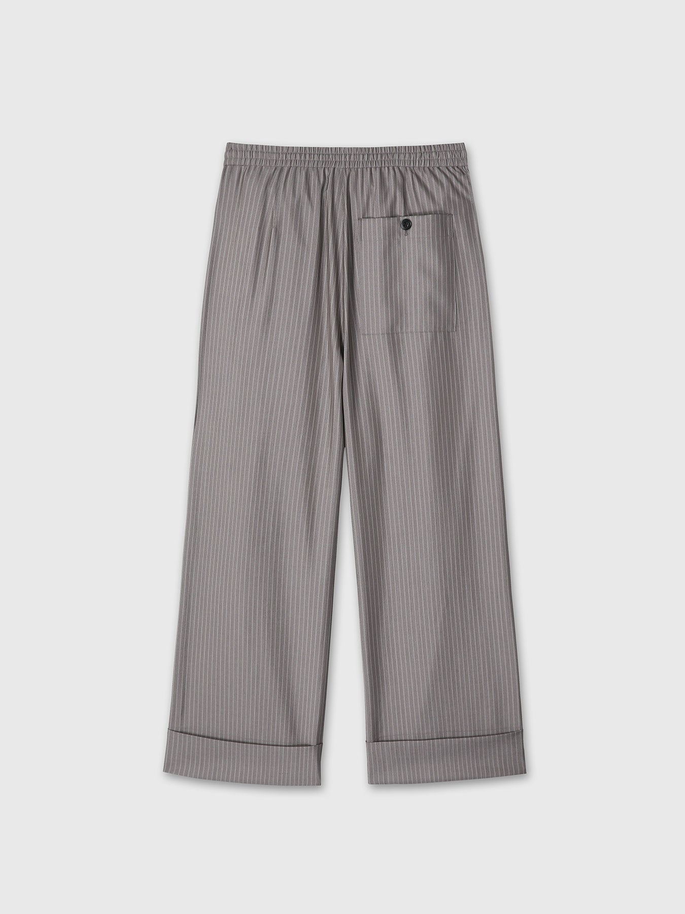 Tonywack - Silk Wool Wide Leg Pajama Trousers (Dark Grey Stripe) product image 8 | TRAB K-Fashion Australia