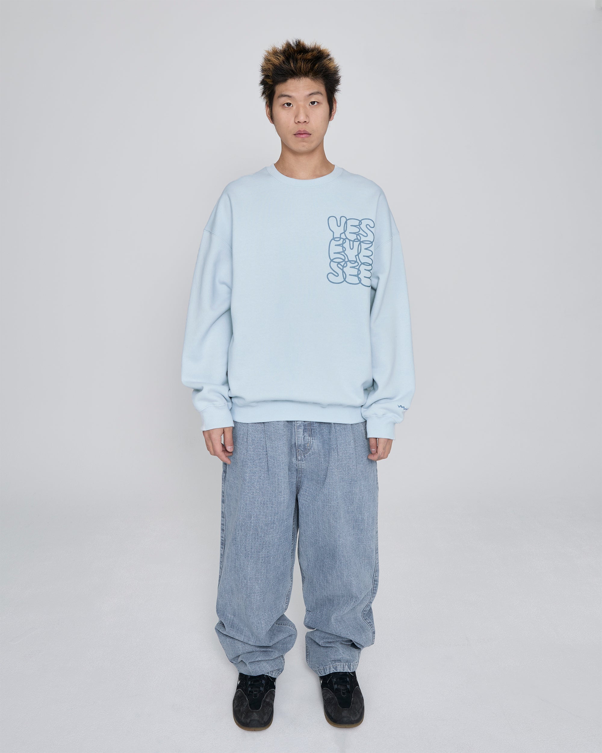 yeseyesee - Two Tucked Ripstop Denim Pants (Light Indigo) product image 7 | TRAB K-Fashion Australia
