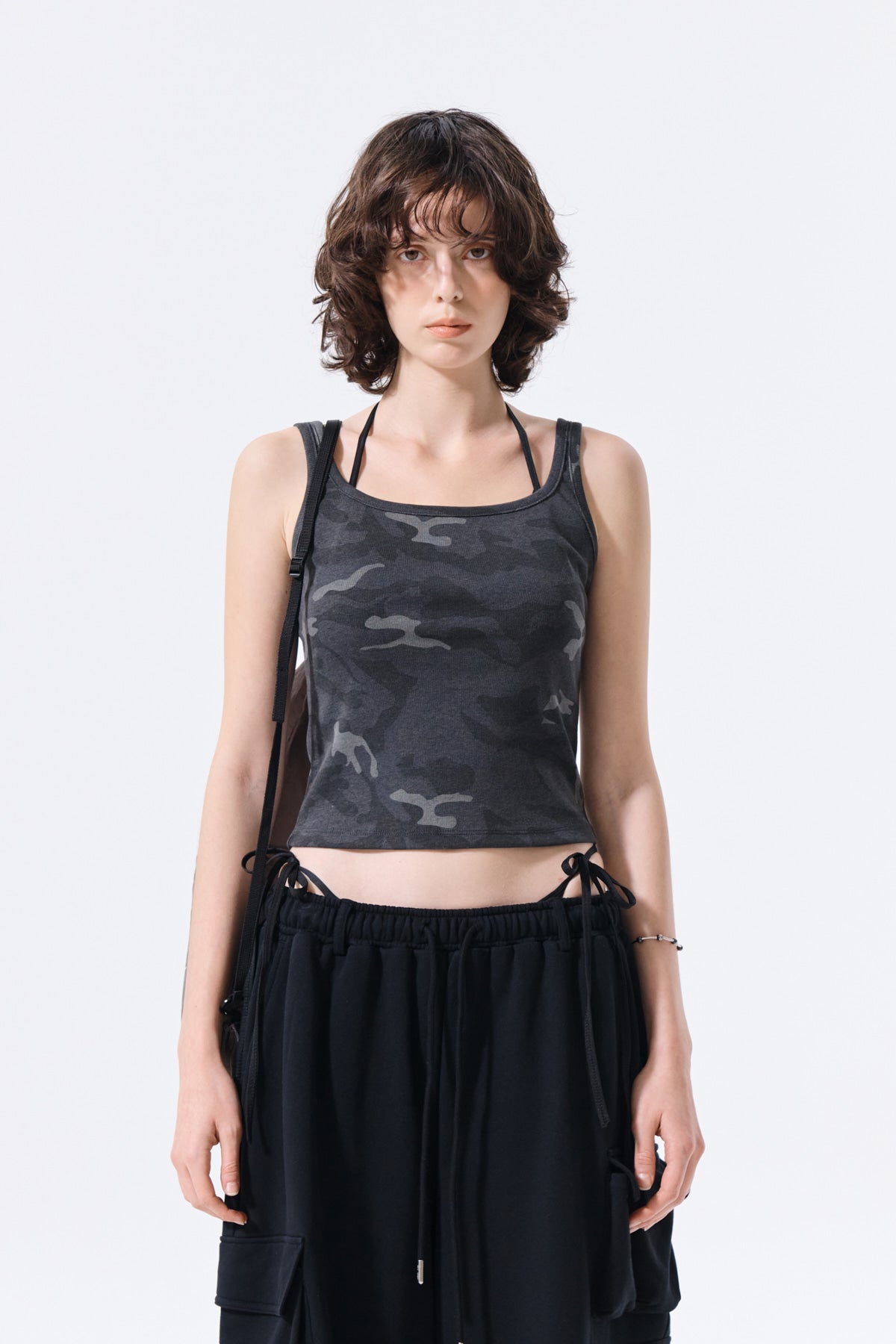 Matin Kim - Square Neck Cropped Tank Top (Charcoal) product image 6 | TRAB K-Fashion Australia