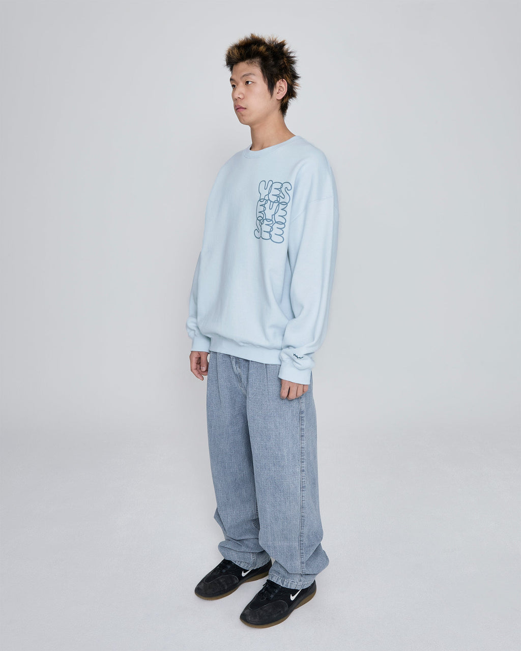 yeseyesee - Two Tucked Ripstop Denim Pants (Light Indigo) product image 8 | TRAB K-Fashion Australia