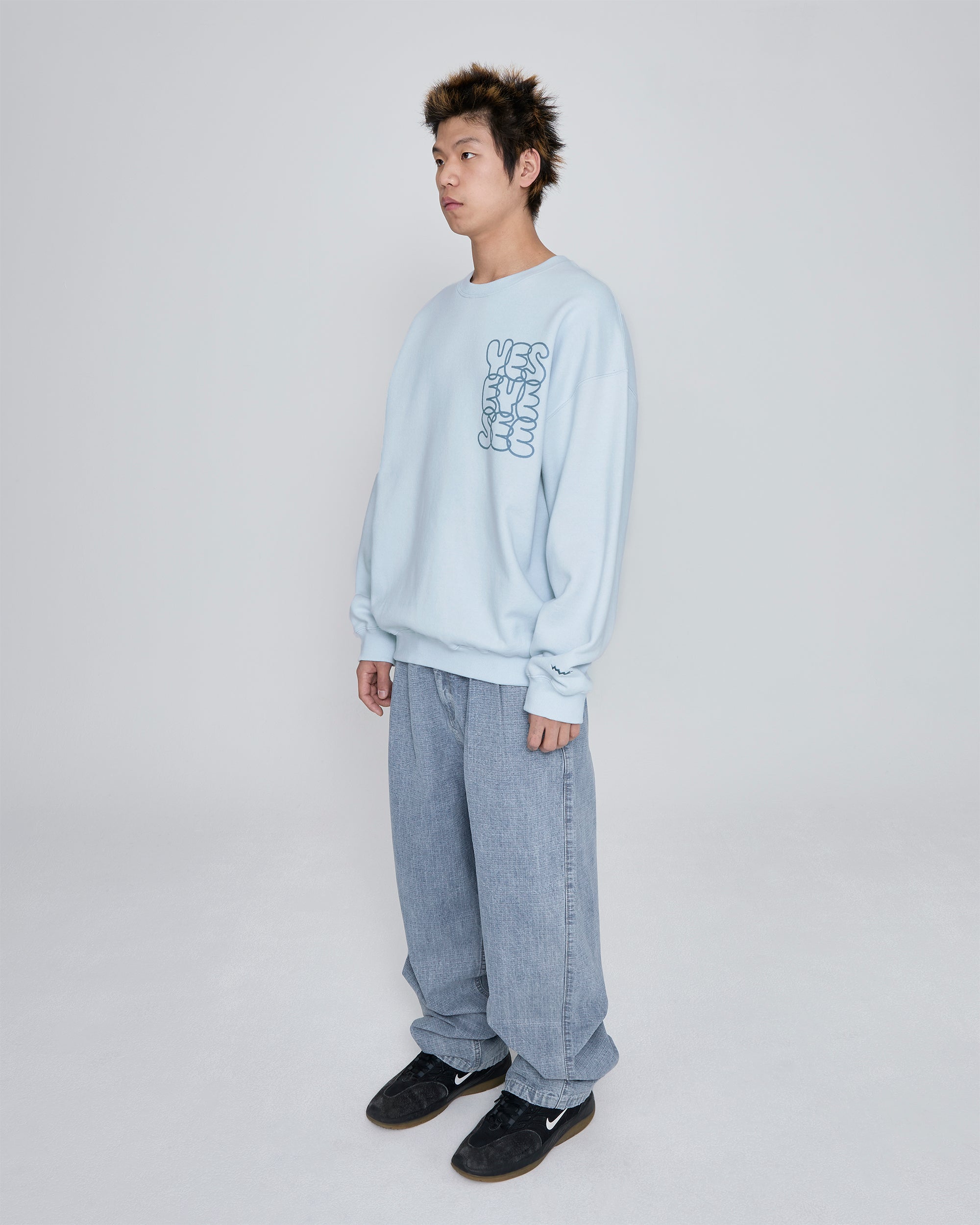 yeseyesee - Two Tucked Ripstop Denim Pants (Light Indigo) product image 8 | TRAB K-Fashion Australia