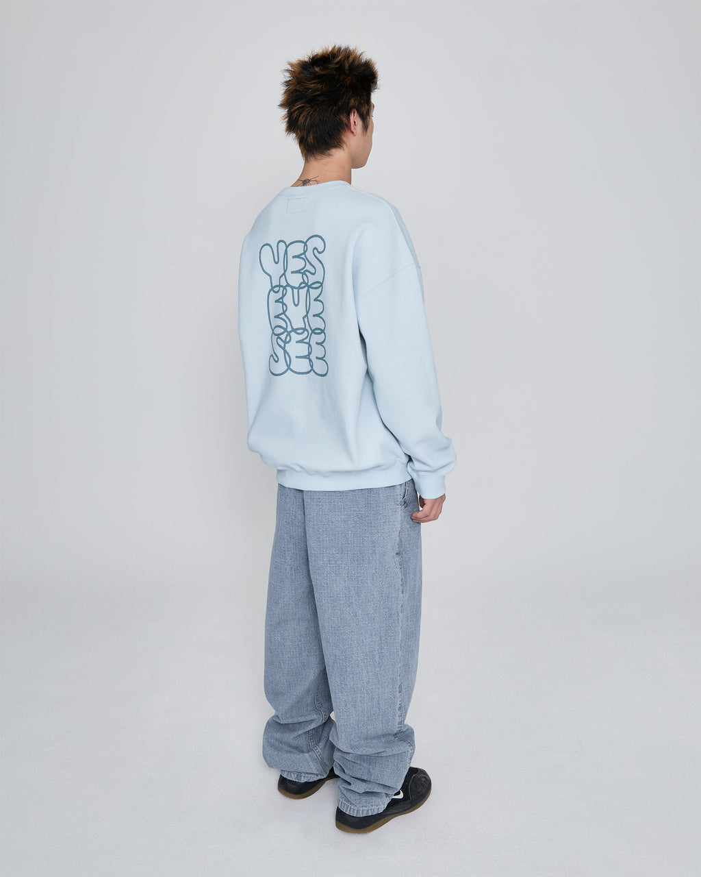 yeseyesee - Two Tucked Ripstop Denim Pants (Light Indigo) product image 9 | TRAB K-Fashion Australia